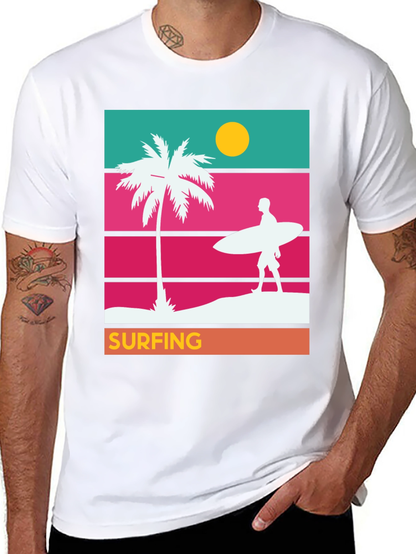Retro Surfing T-Shirt - Beach Vibes