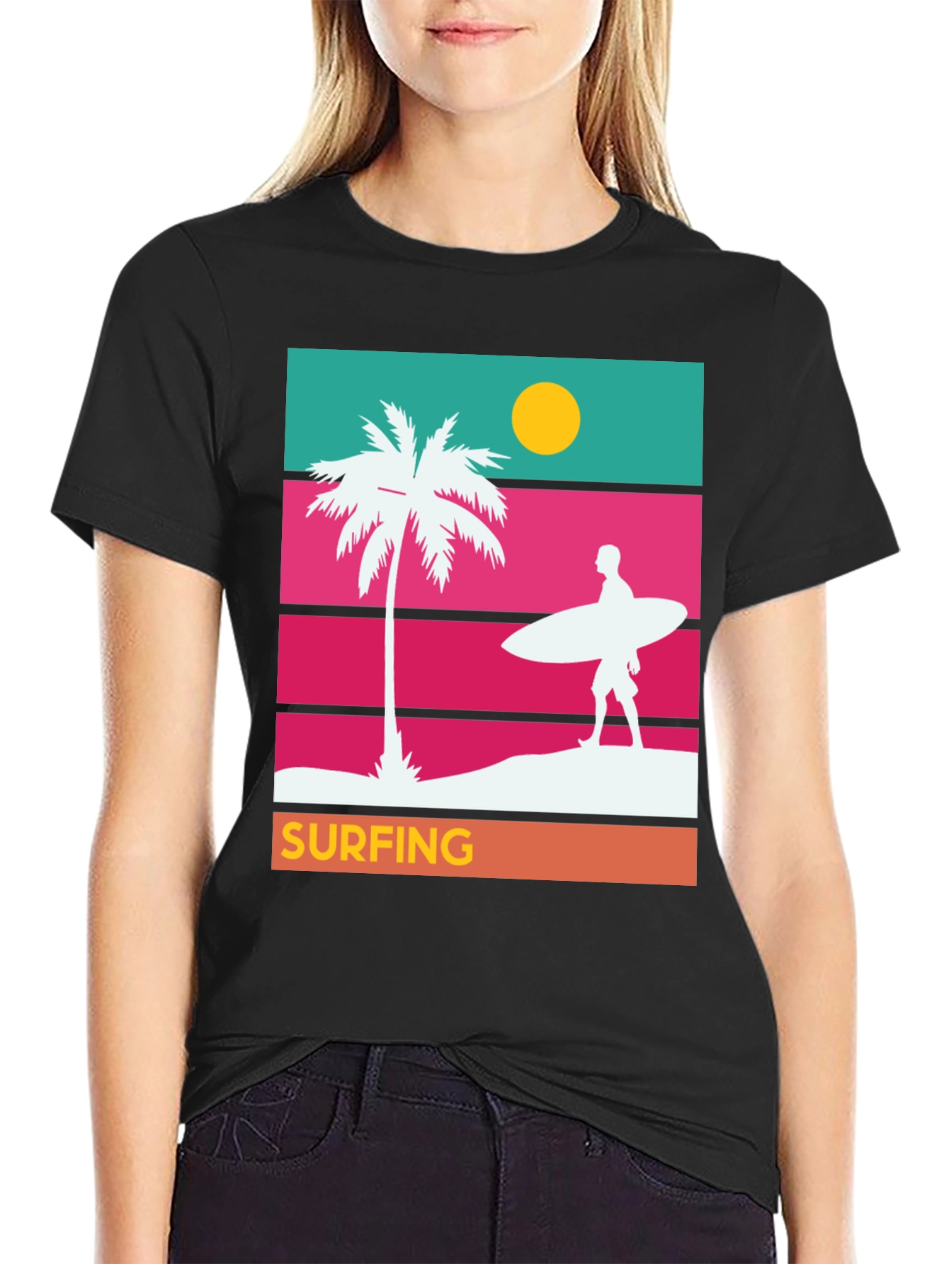 Retro Surfing T-Shirt - Beach Vibes