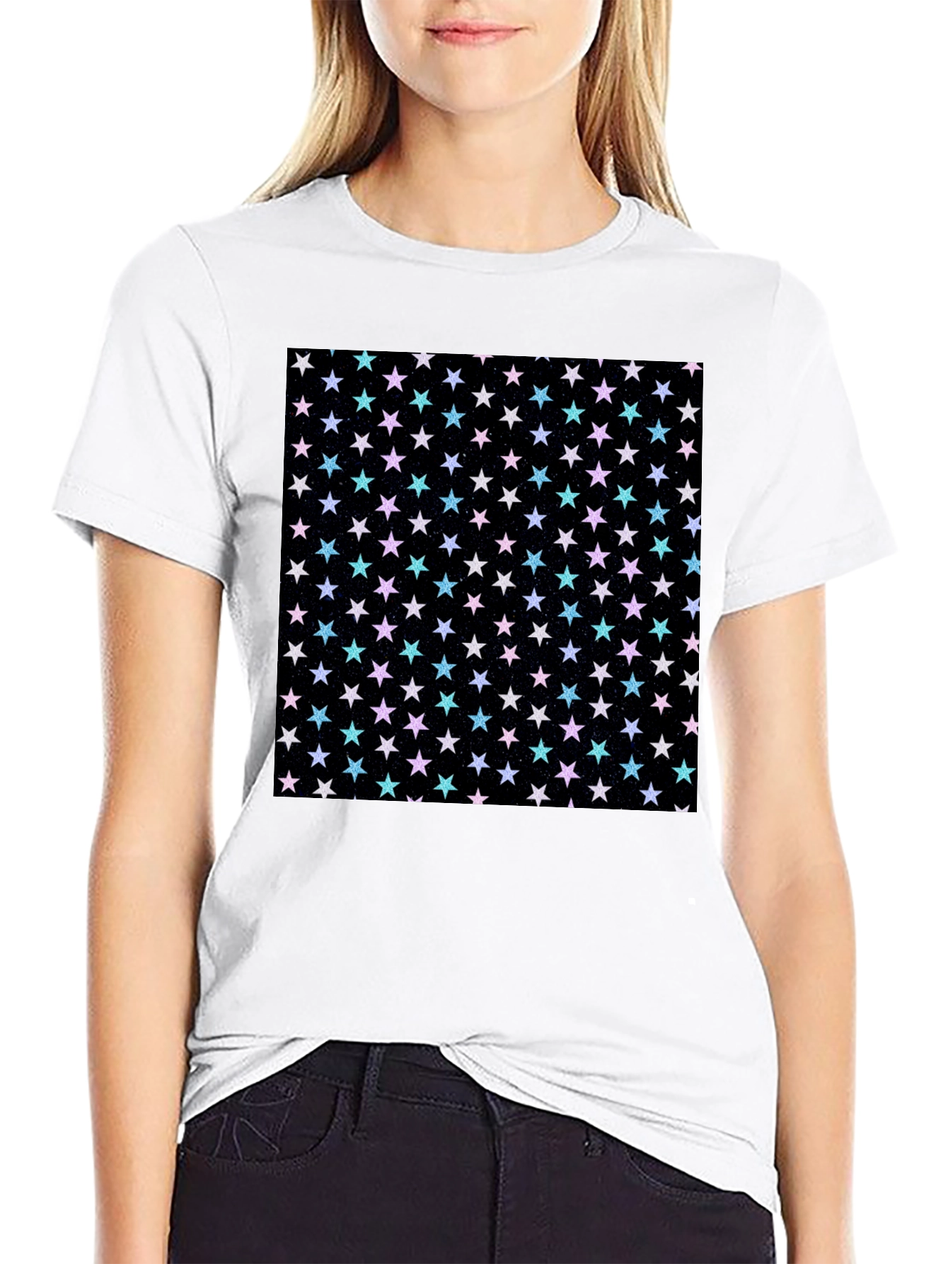 Starry Night T-Shirt - Black Cotton Blend