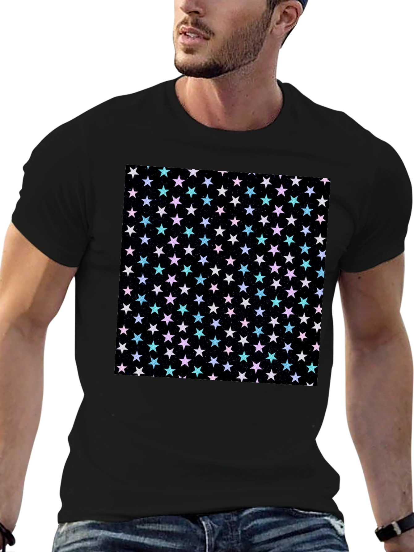 Starry Night T-Shirt - Black Cotton Blend