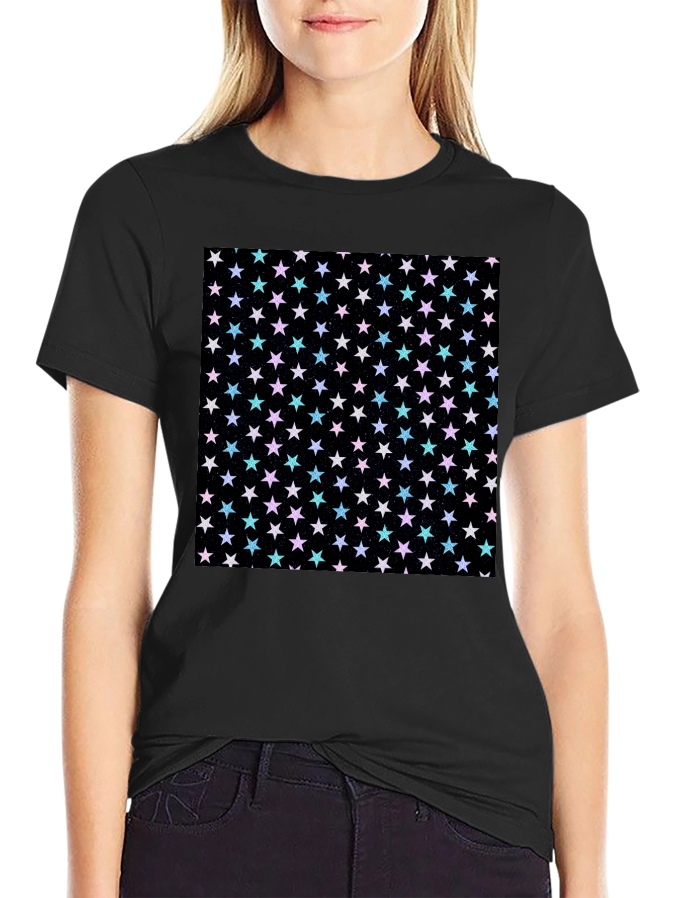 Starry Night T-Shirt - Black Cotton Blend