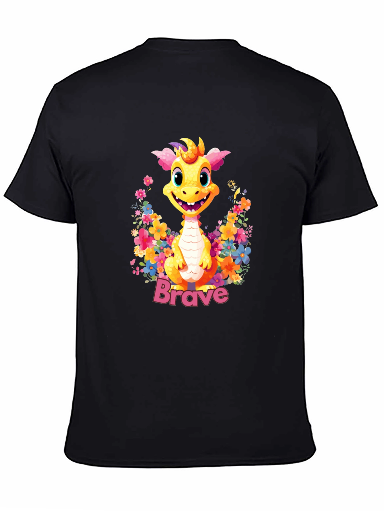 Brave Dragon Graphic Tee - Cute Floral Design