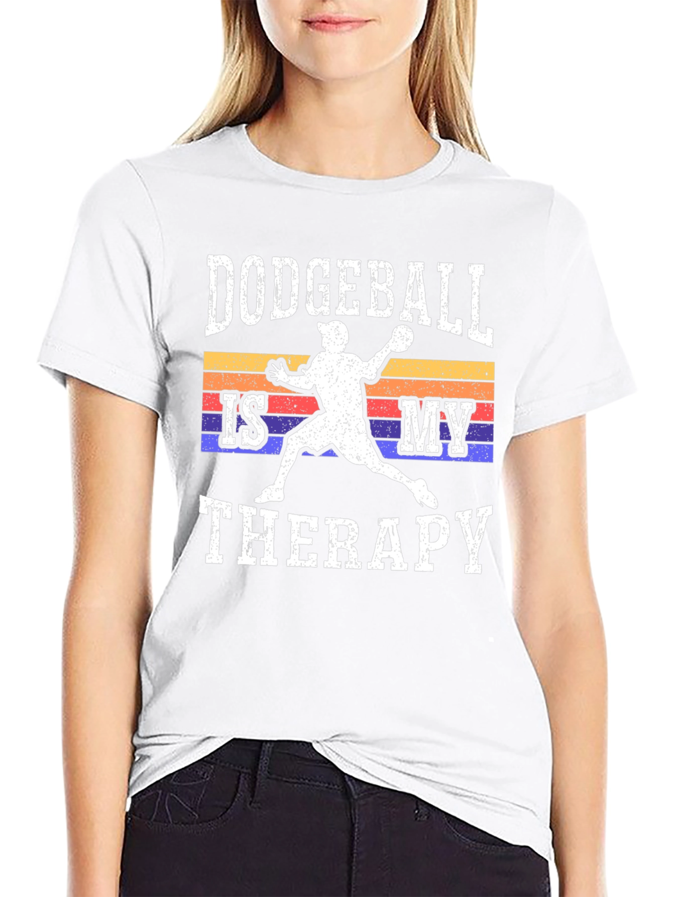Dodgeball Therapy Graphic Tee - Black Cotton T-Shirt