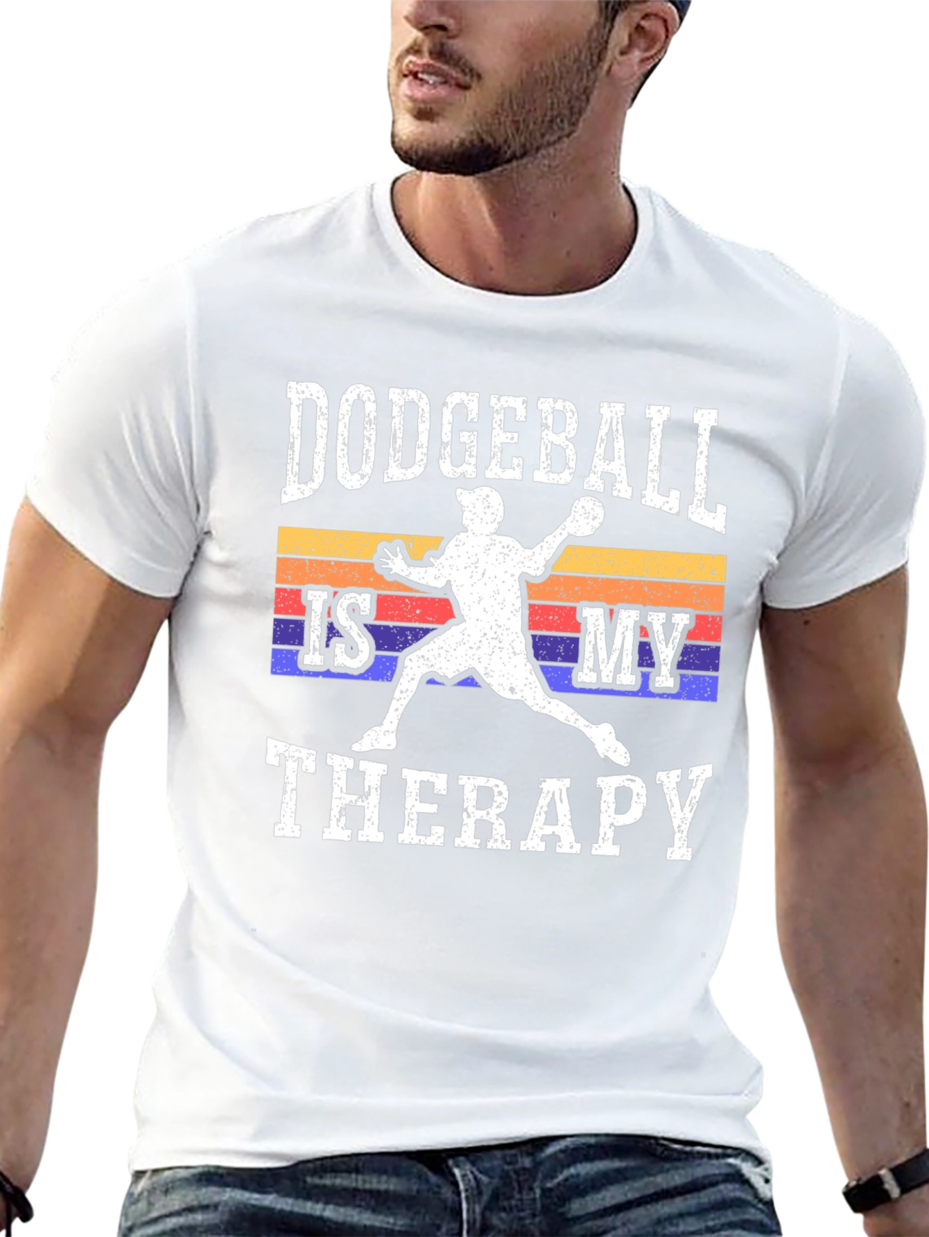 Dodgeball Therapy Graphic Tee - Black Cotton T-Shirt