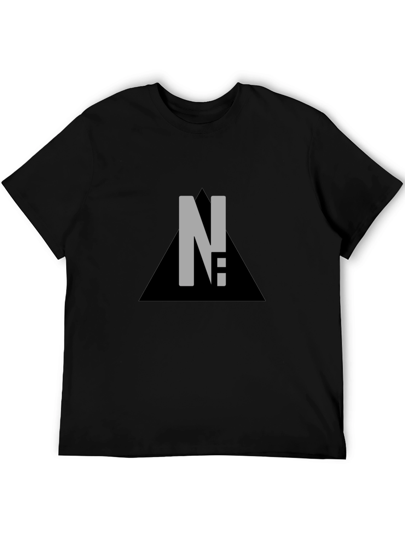 Modern Black Graphic Tee - Letter & Triangle Design