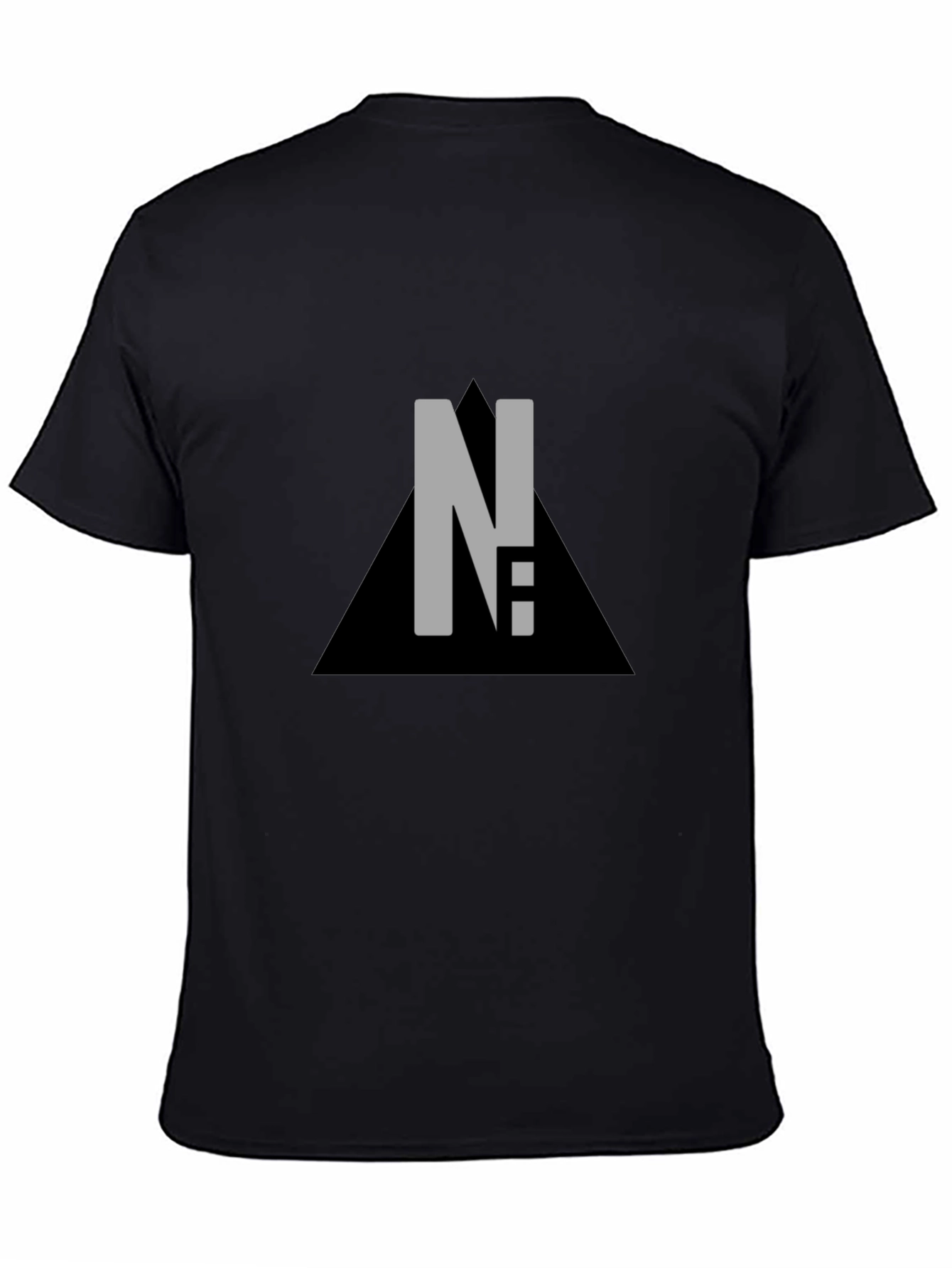 Modern Black Graphic Tee - Letter & Triangle Design
