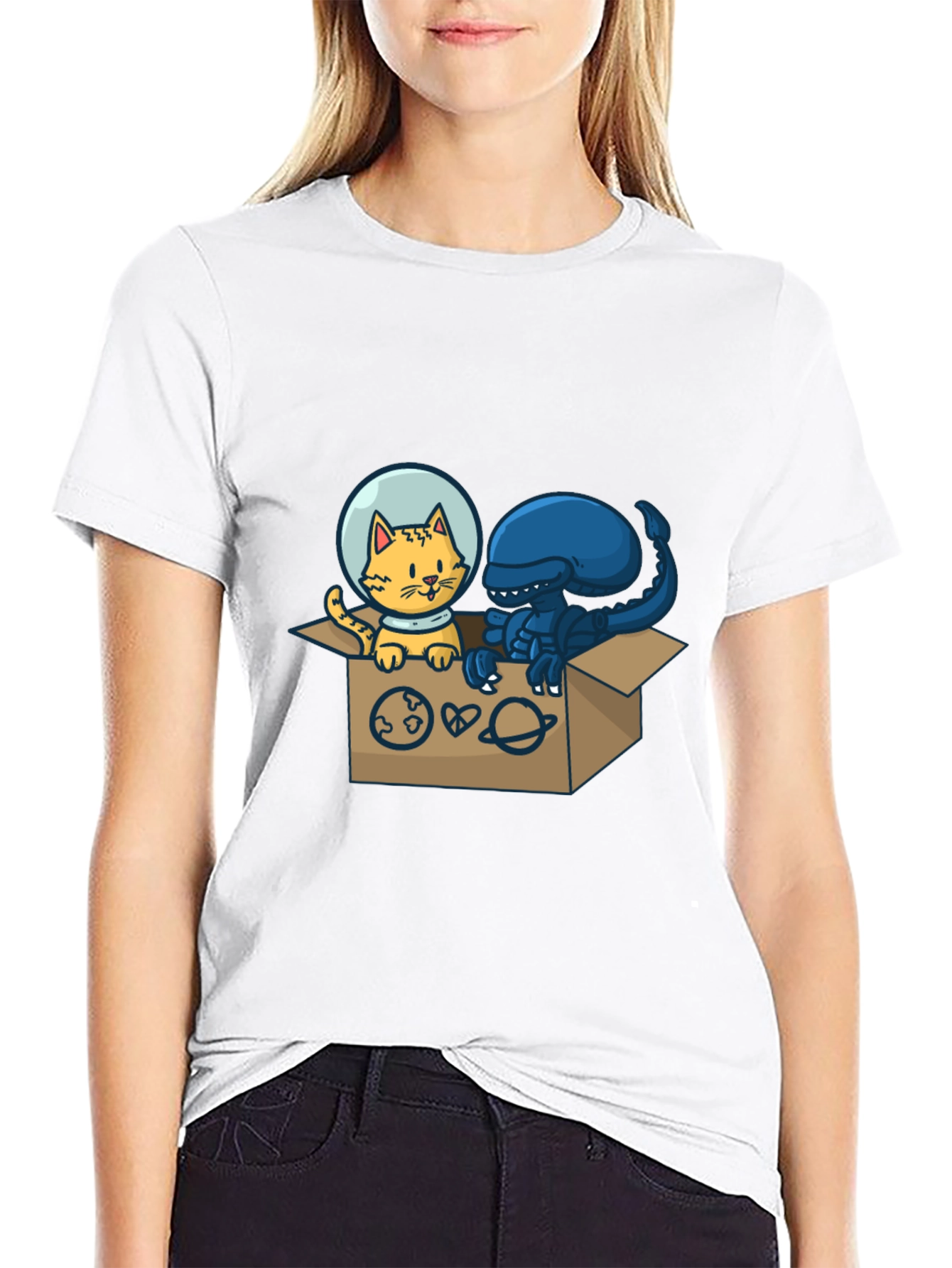 Cosmic Critters T-Shirt: Cat & Alien in Space!