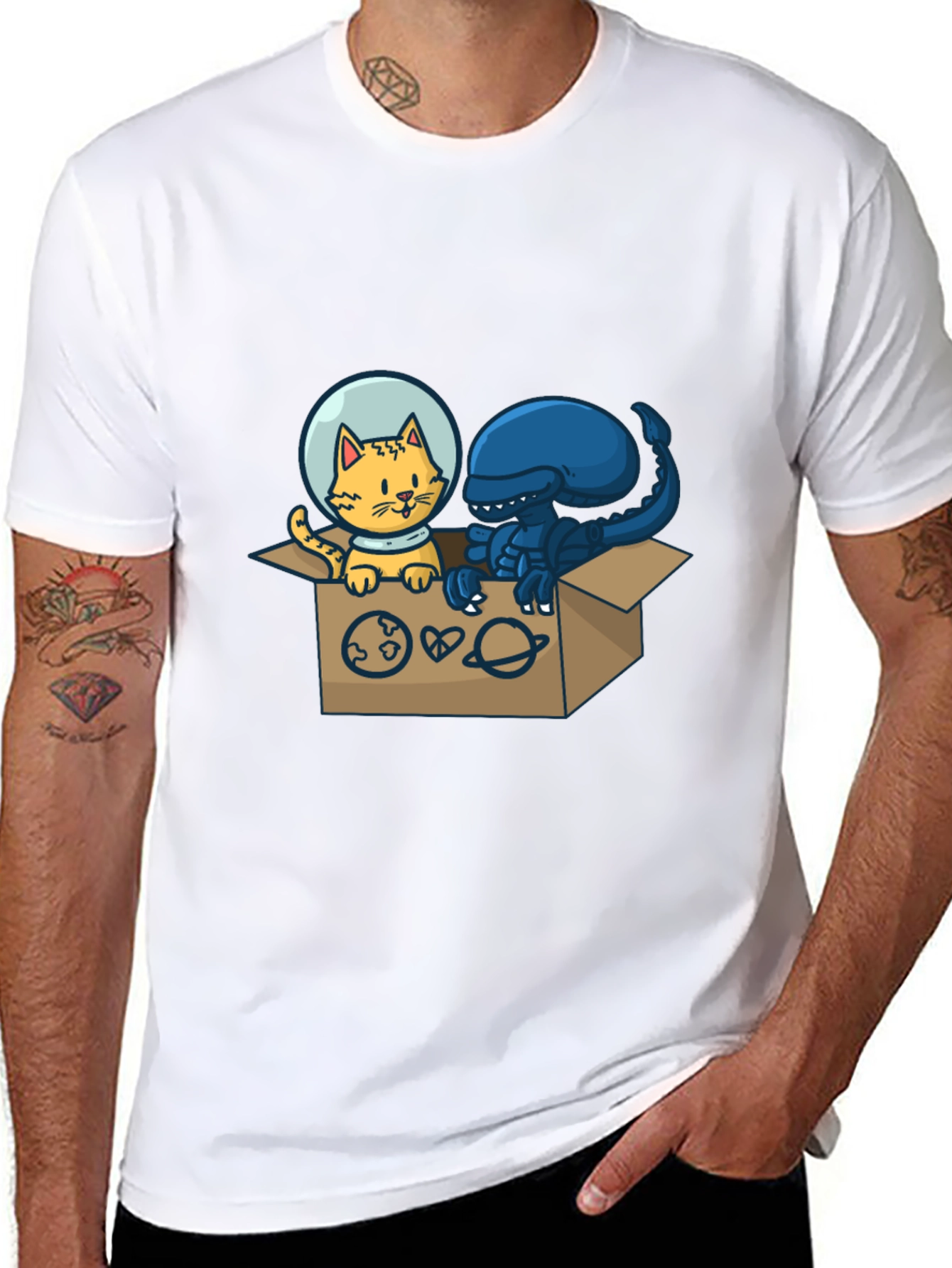 Cosmic Critters T-Shirt: Cat & Alien in Space!