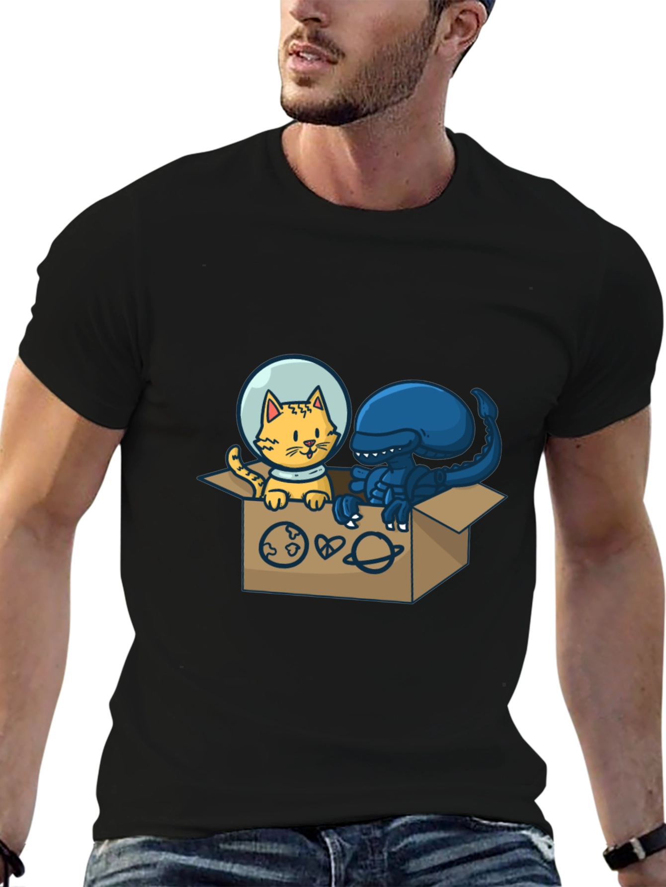 Cosmic Critters T-Shirt: Cat & Alien in Space!
