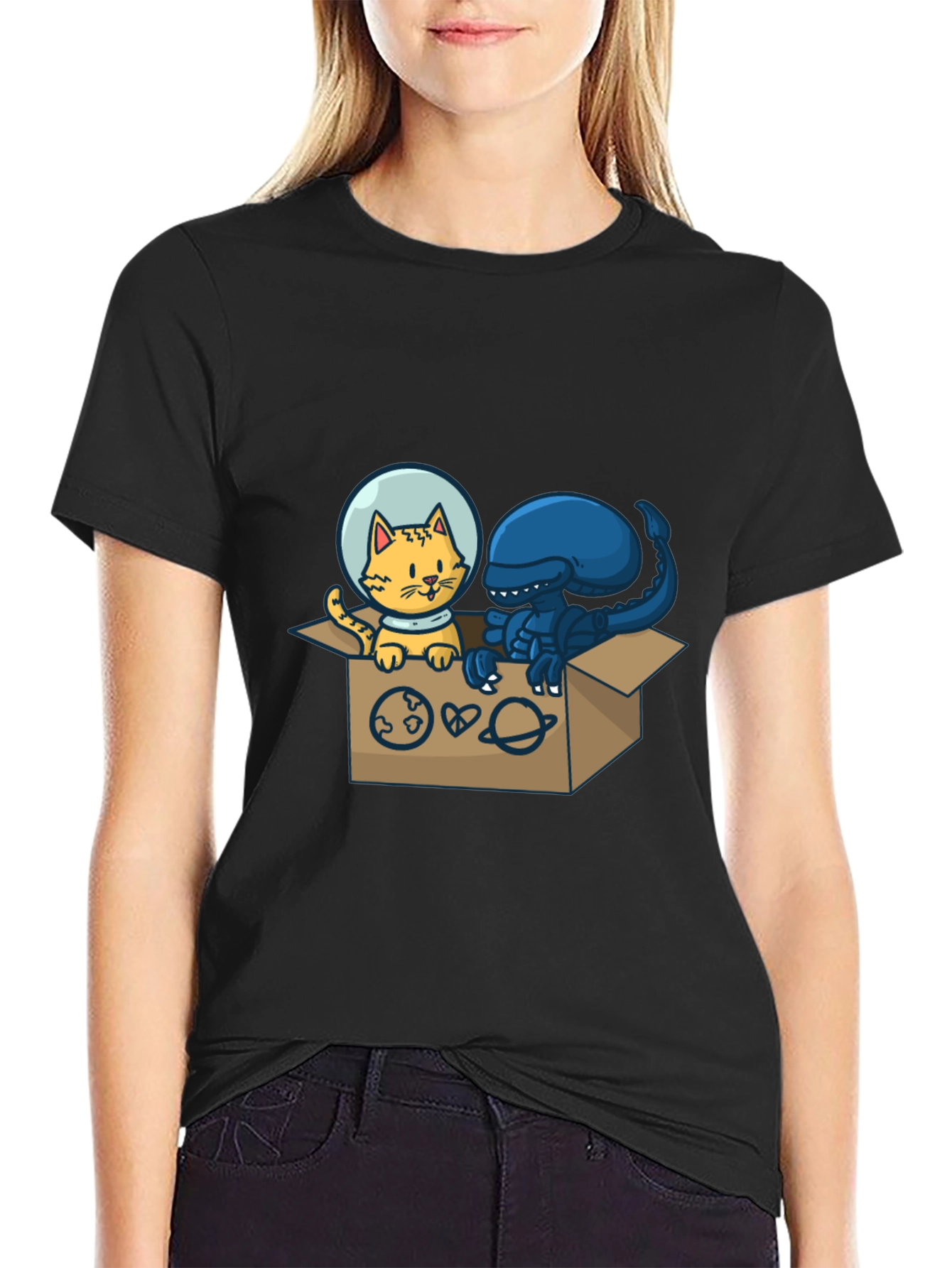 Cosmic Critters T-Shirt: Cat & Alien in Space!