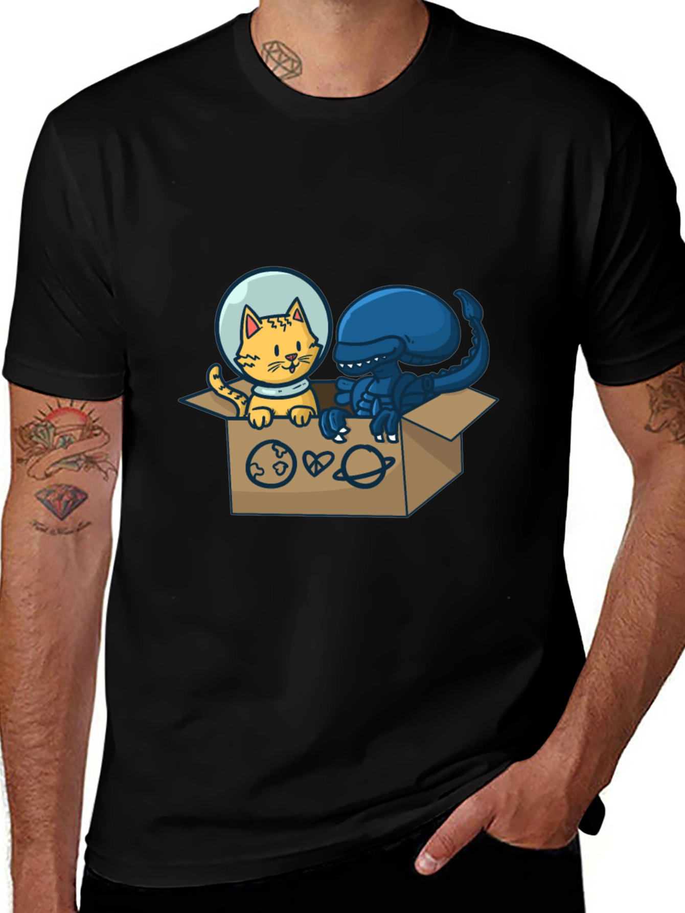 Cosmic Critters T-Shirt: Cat & Alien in Space!