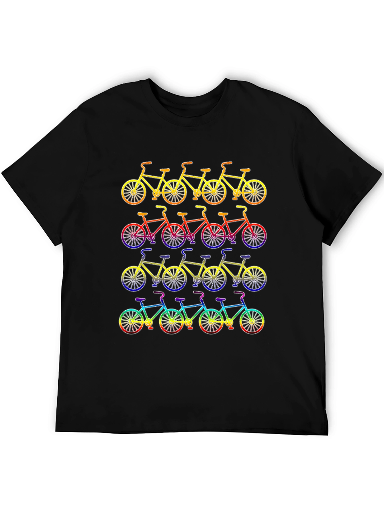 Mens Black Bike Pattern T-Shirt
