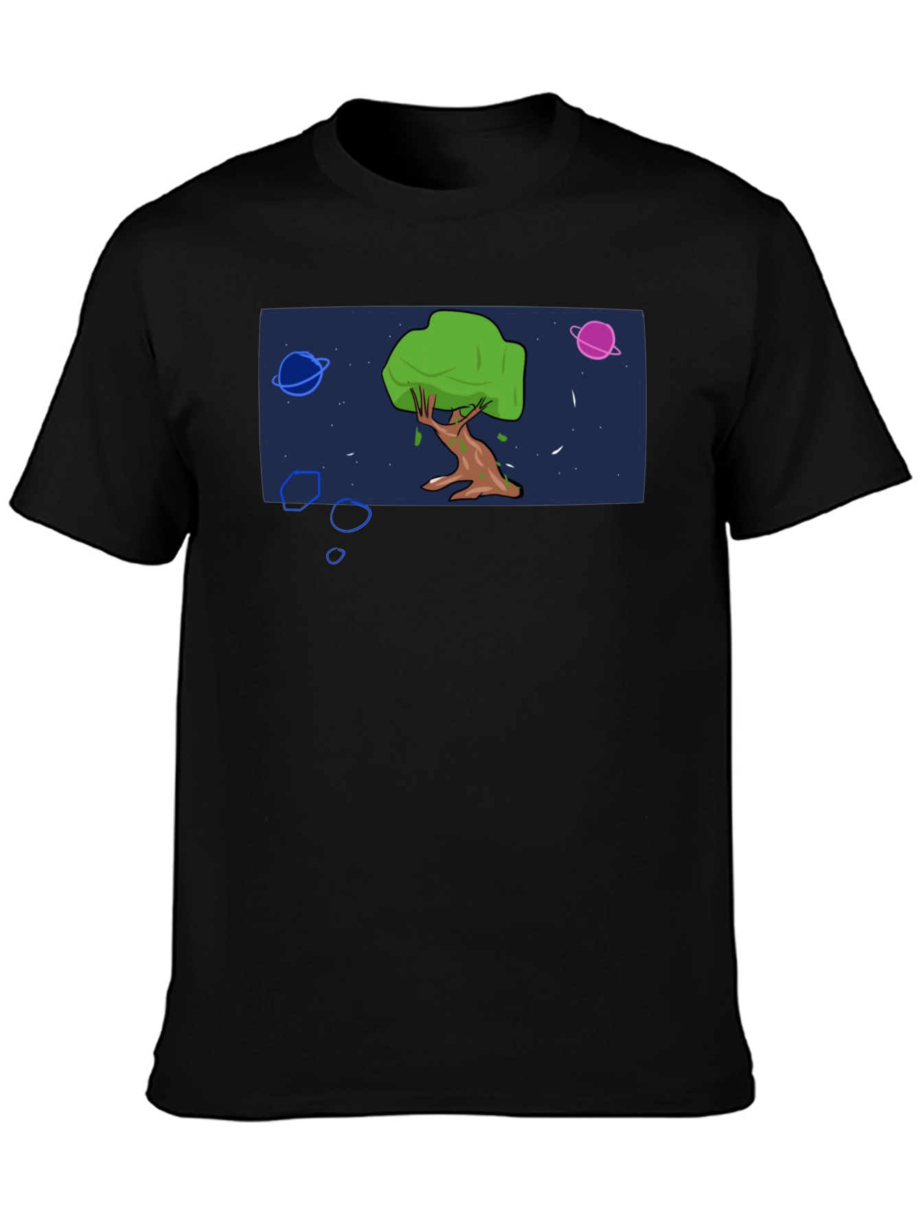 Cosmic Tree Graphic Tee - Black Cotton Blend