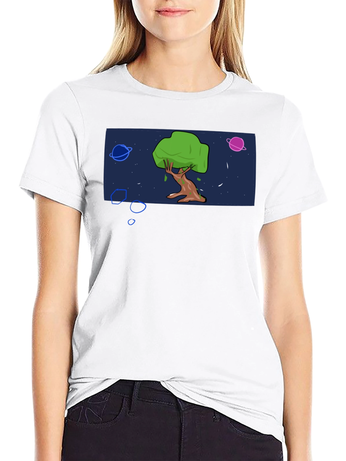 Cosmic Tree Graphic Tee - Black Cotton Blend