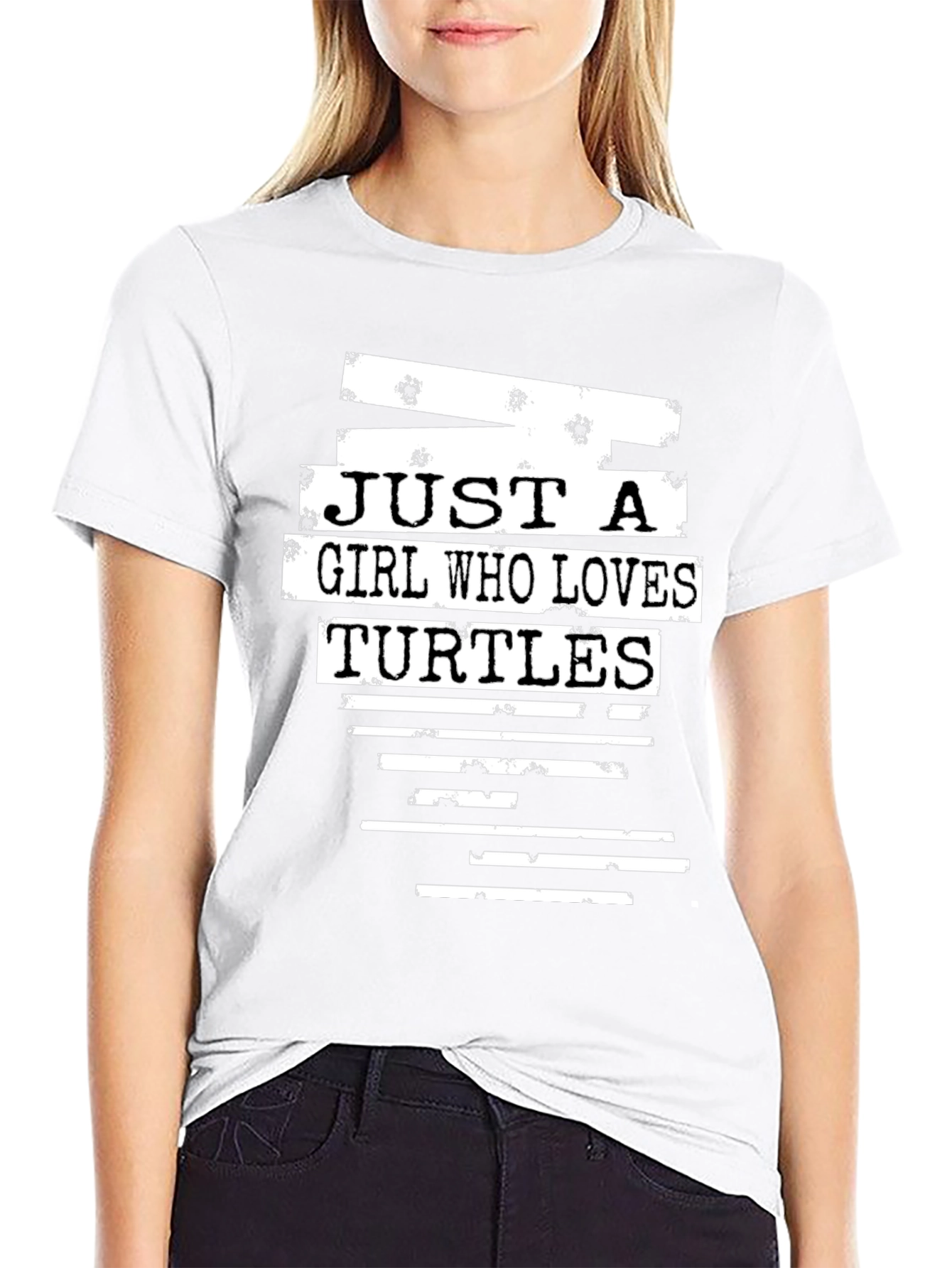 Girl Loves Turtles Black Graphic Tee