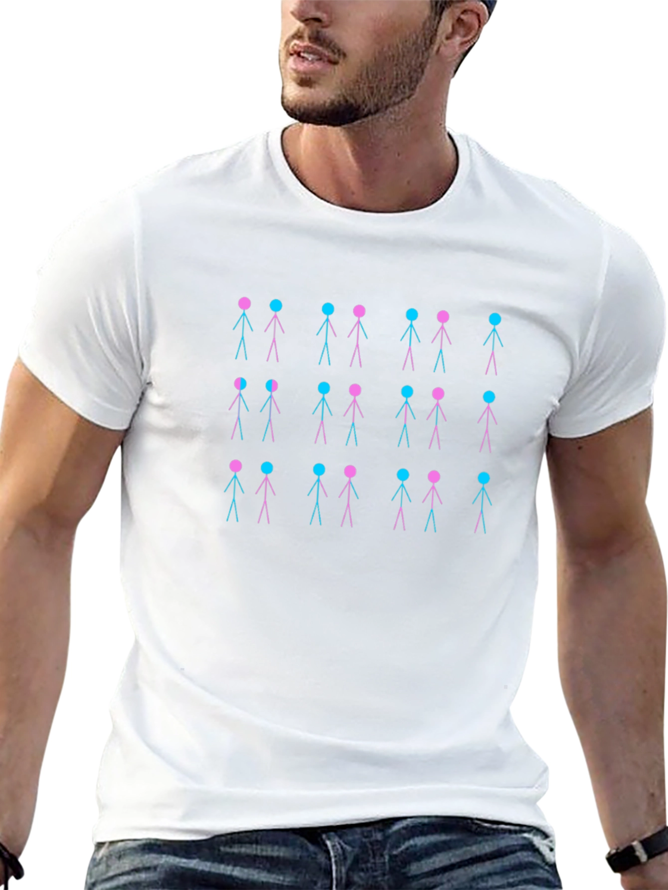 Unique Stick Figure Pattern Tee