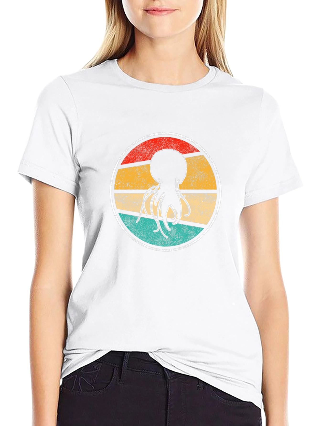 Retro Jellyfish Graphic Tee - Black Cotton T-Shirt