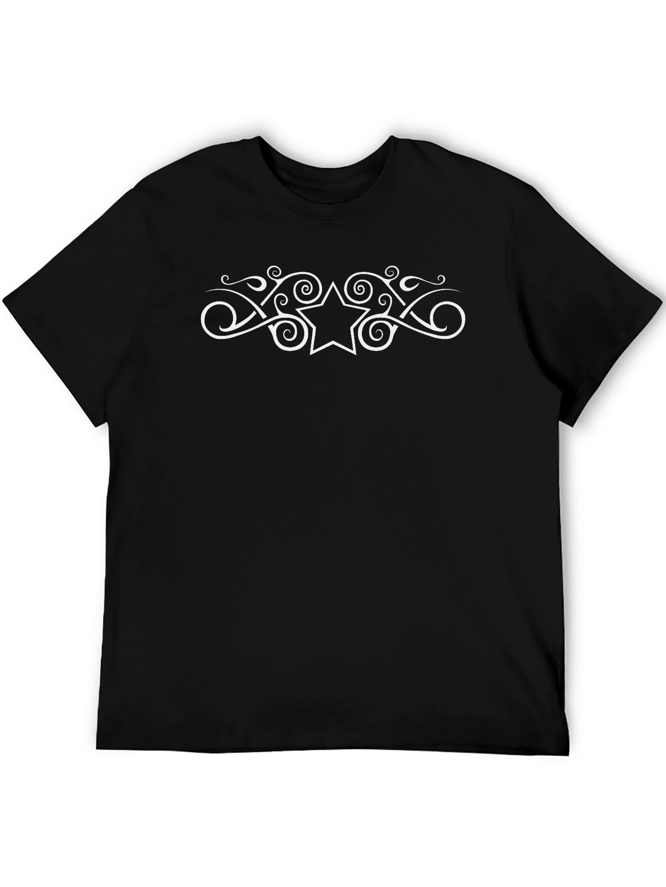 Star Scrollwork Graphic Black T-Shirt