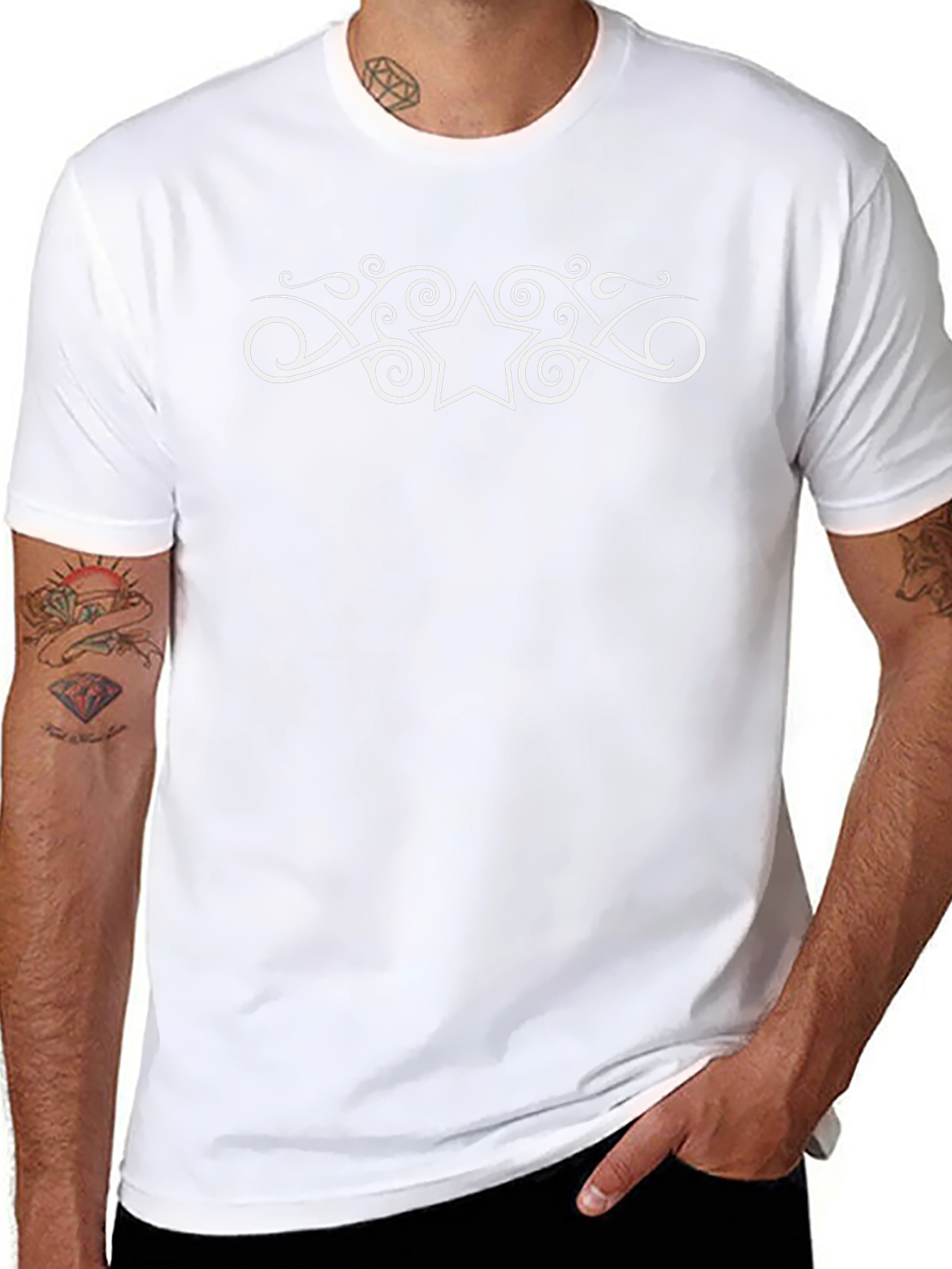 Star Scrollwork Graphic Black T-Shirt