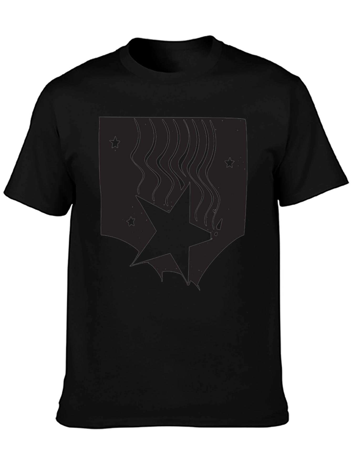Mens Black Graphic Tee - Star Design