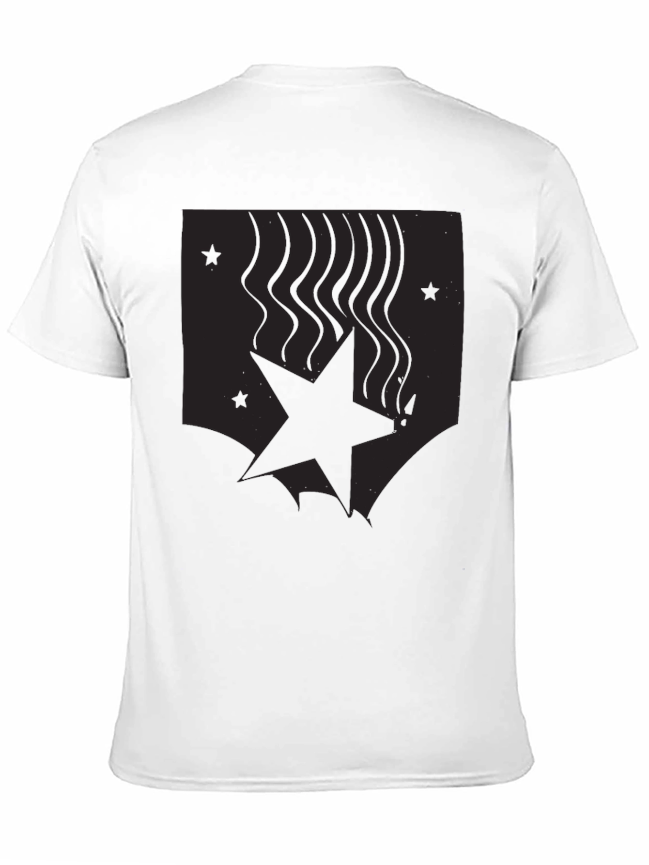 Mens Black Graphic Tee - Star Design