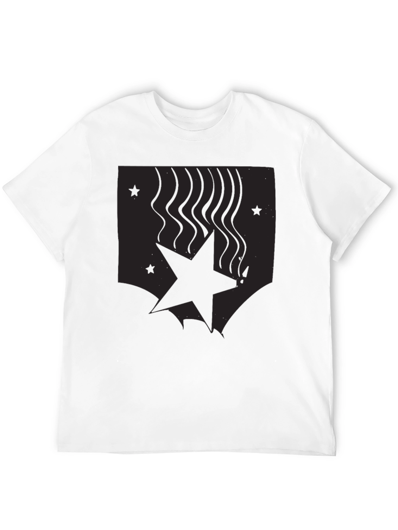 Mens Black Graphic Tee - Star Design
