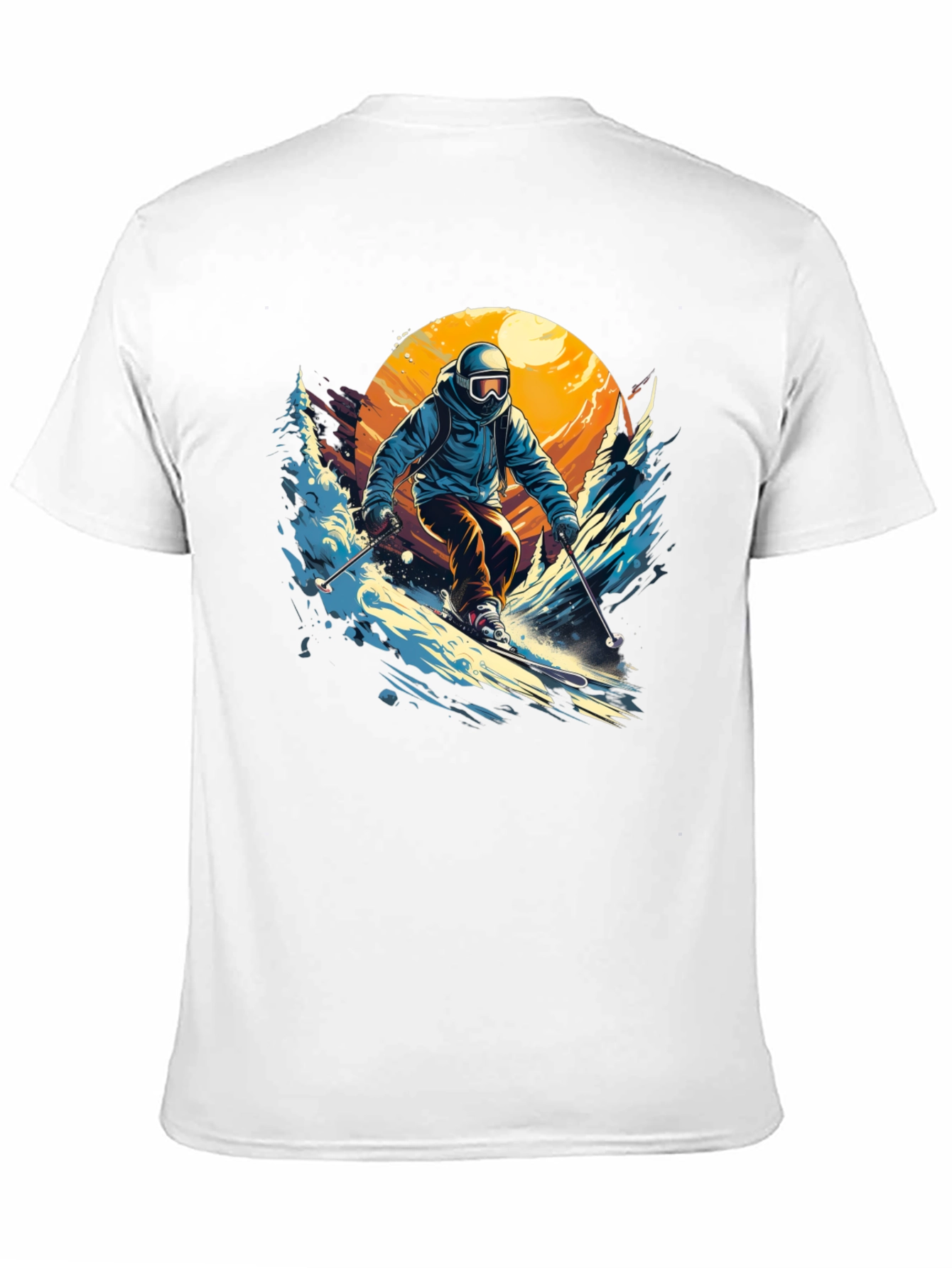 Skier Graphic T-Shirt - Black Crew Neck