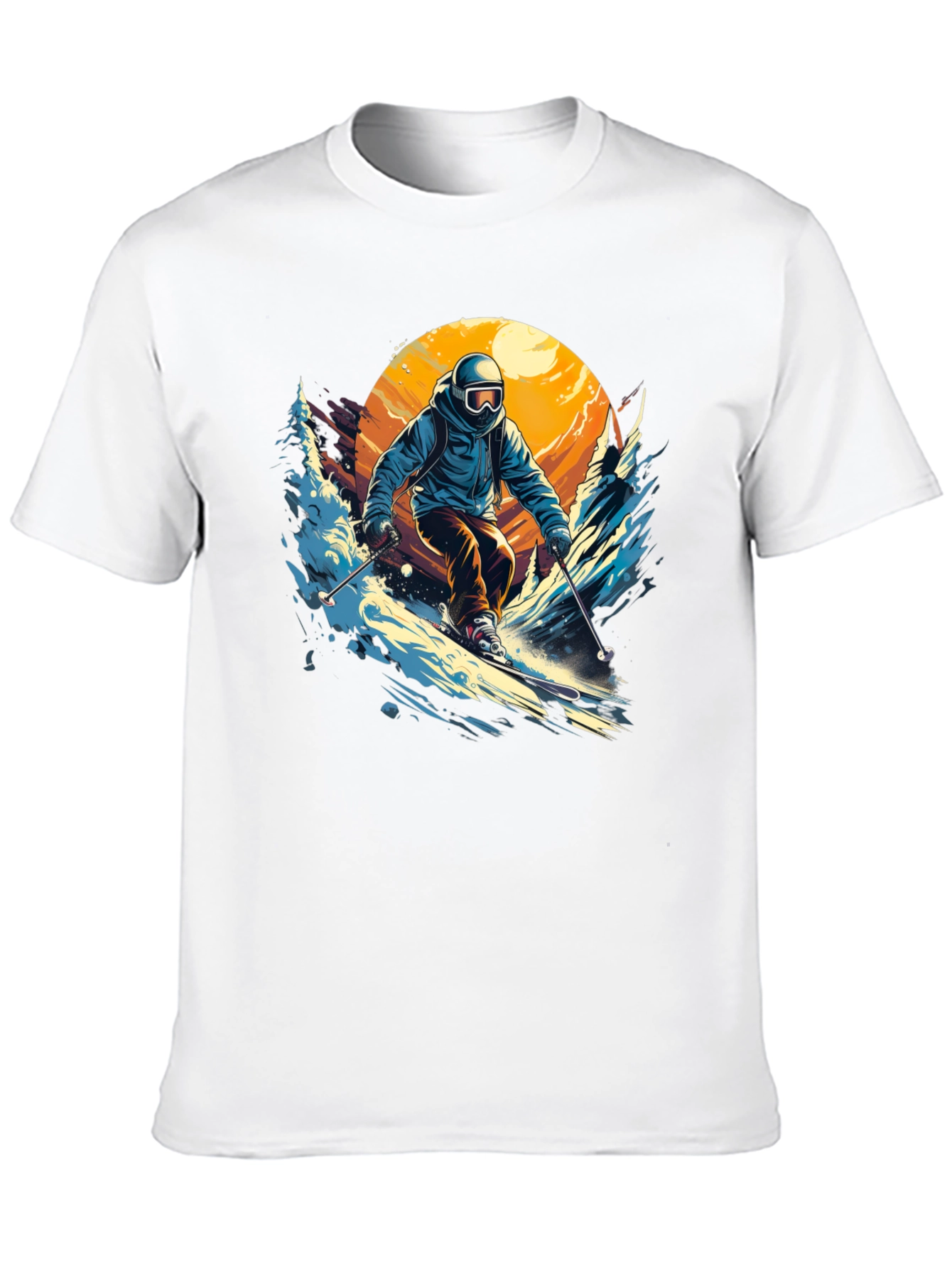 Skier Graphic T-Shirt - Black Crew Neck