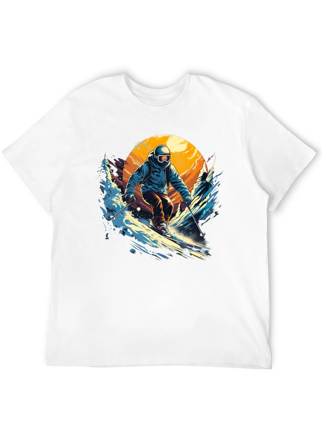 Skier Graphic T-Shirt - Black Crew Neck