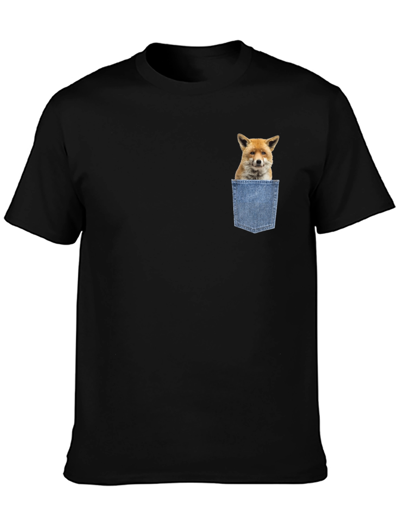 Fox in Pocket Graphic T-Shirt - Novelty Animal Tee