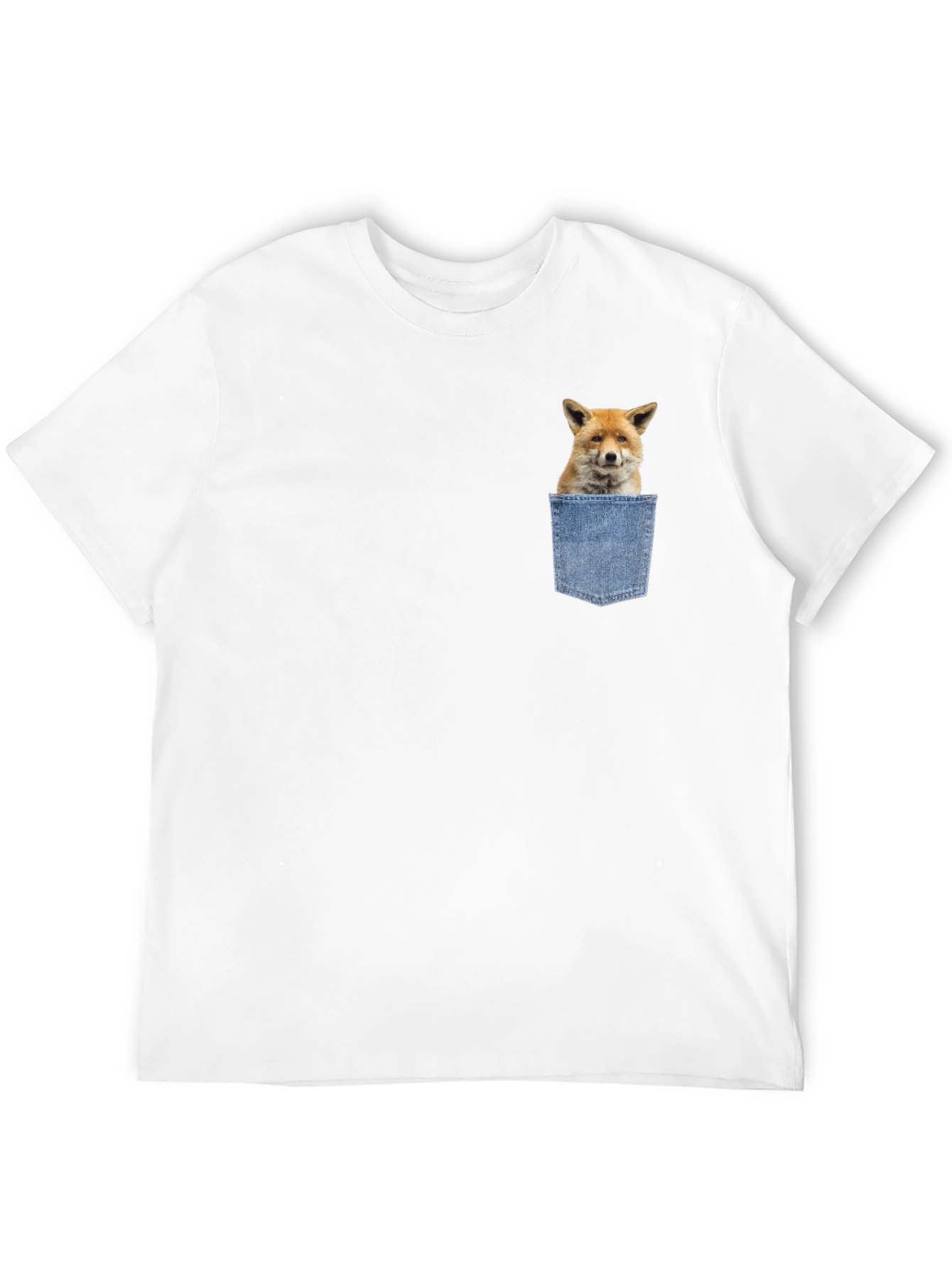 Fox in Pocket Graphic T-Shirt - Novelty Animal Tee