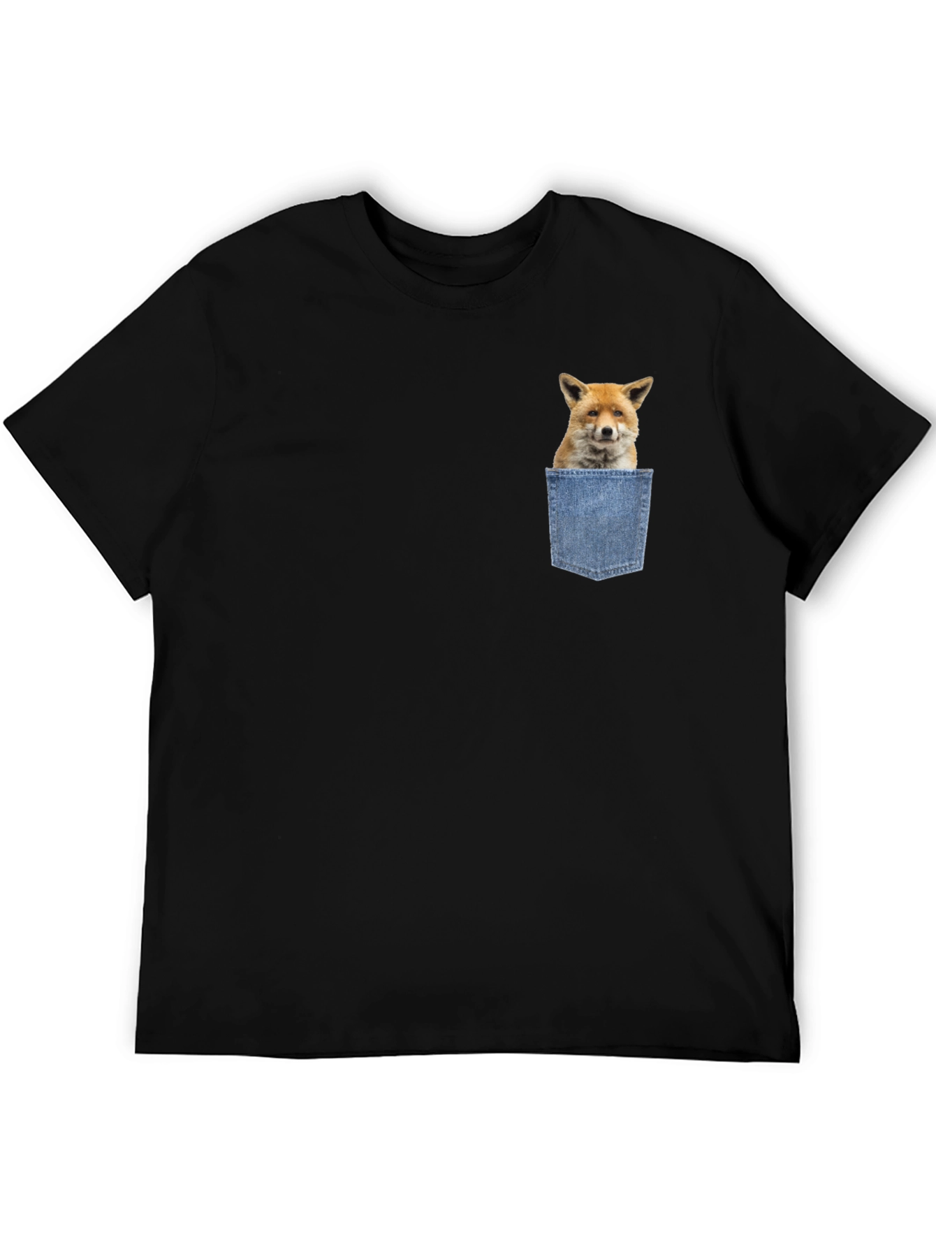 Fox in Pocket Graphic T-Shirt - Novelty Animal Tee