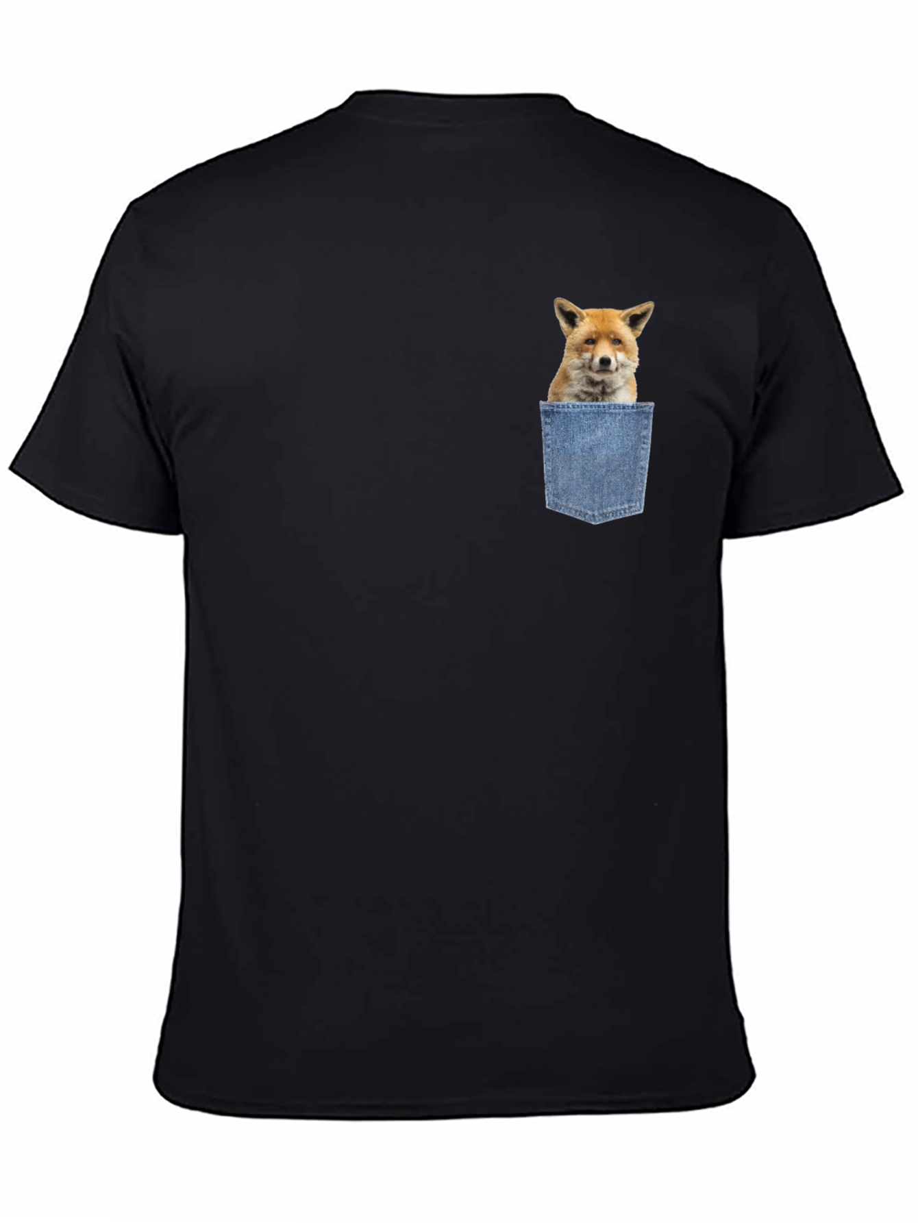 Fox in Pocket Graphic T-Shirt - Novelty Animal Tee