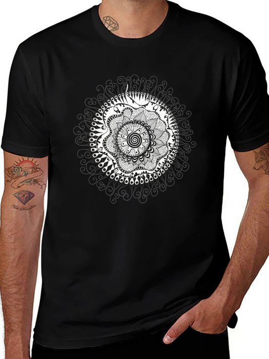 Black T-Shirt with Mandala Design