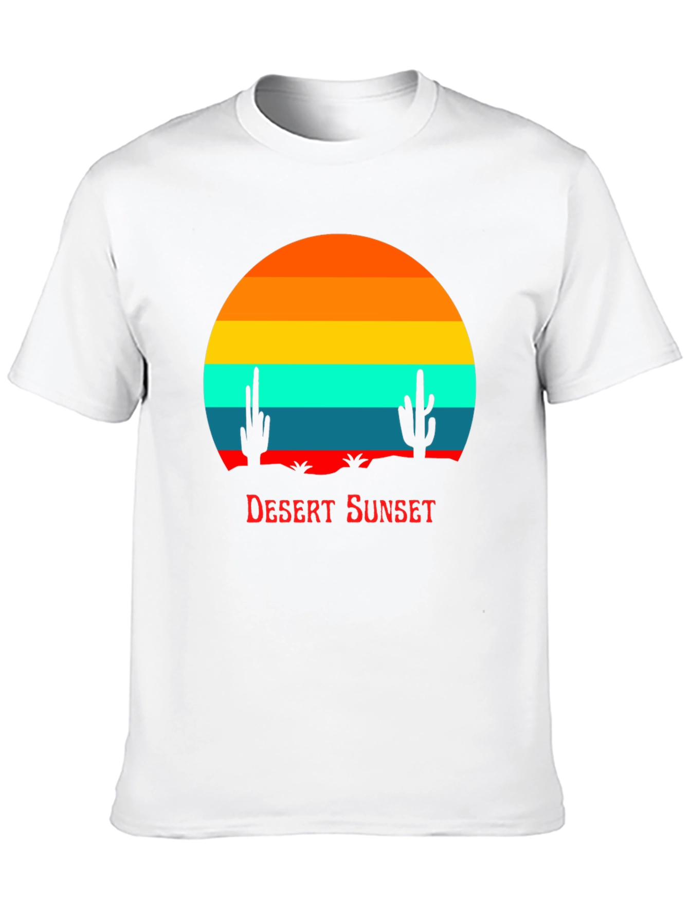 Retro Desert Sunset Graphic Tee - Black Cotton Blend