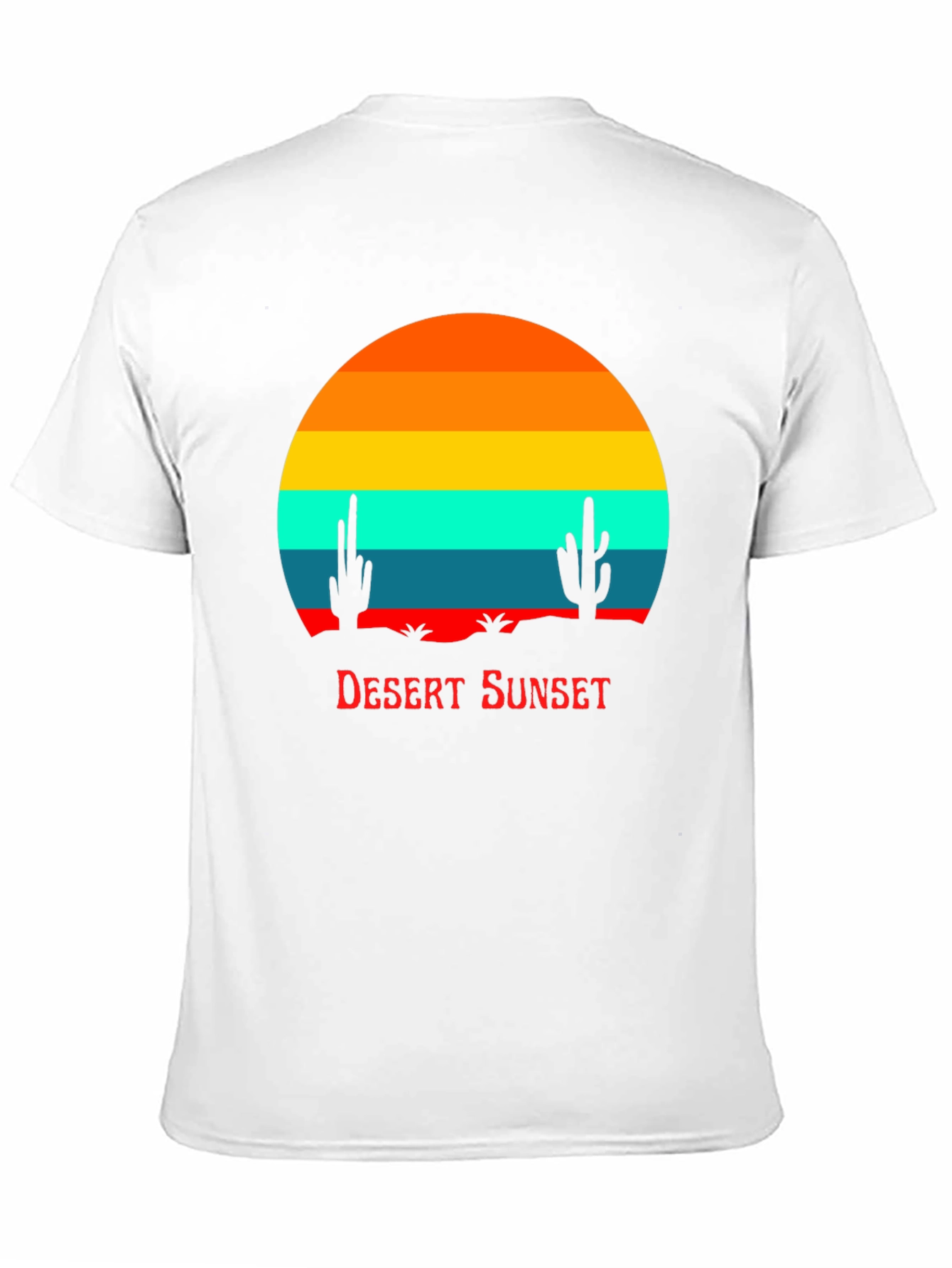 Retro Desert Sunset Graphic Tee - Black Cotton Blend