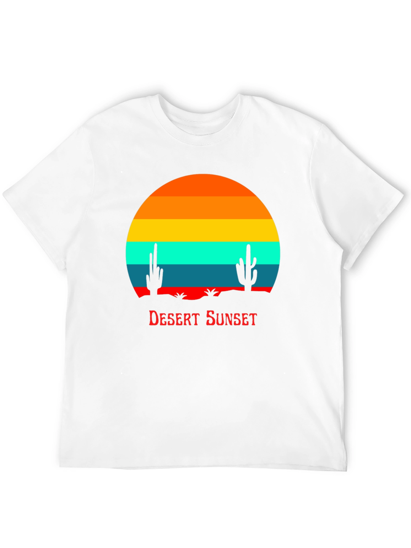Retro Desert Sunset Graphic Tee - Black Cotton Blend