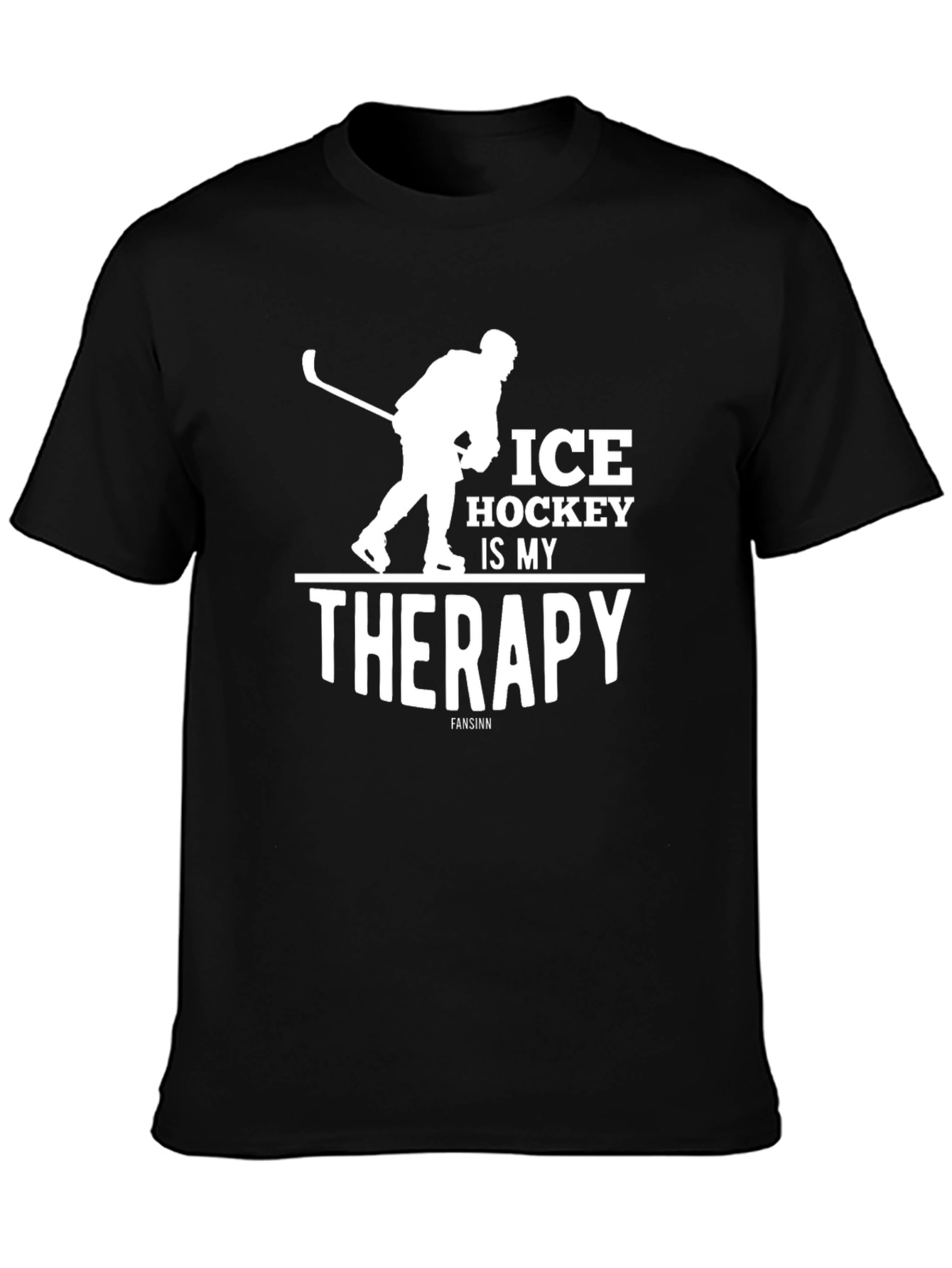 Ice Hockey Is My Therapy Black T-Shirt