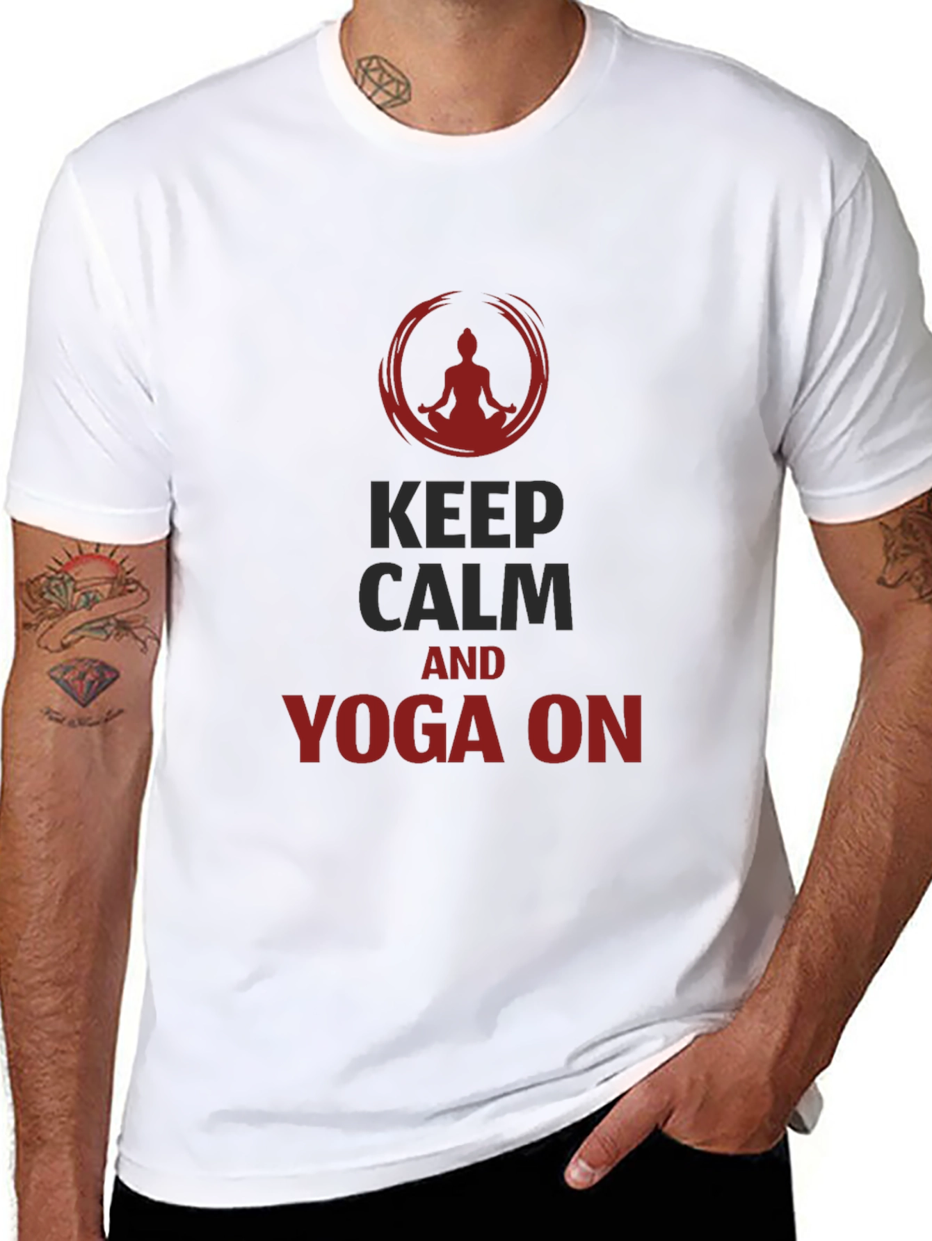 Keep Calm Yoga T-Shirt - Mens Black Tee
