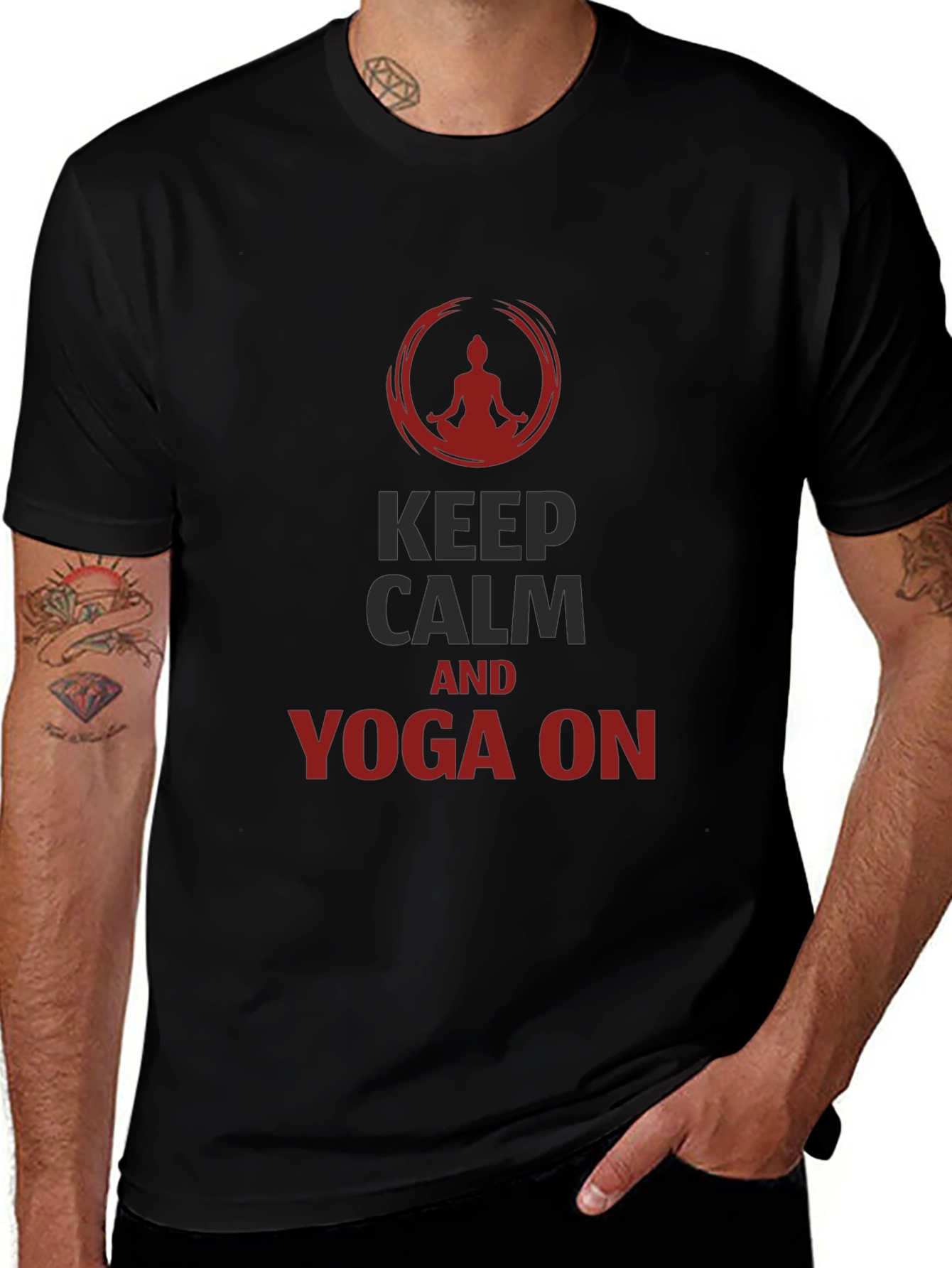 Keep Calm Yoga T-Shirt - Mens Black Tee