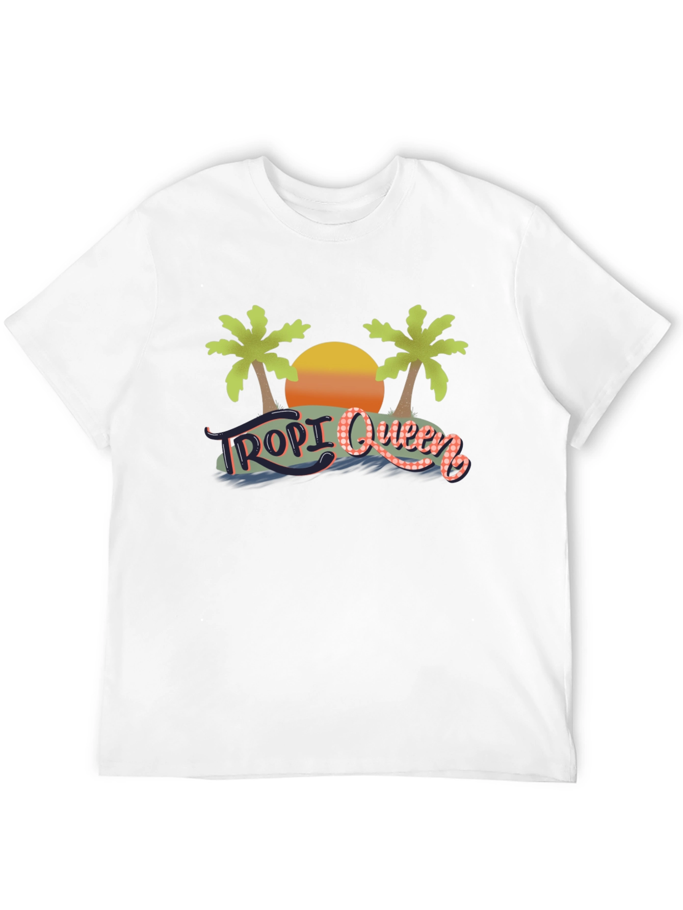 Tropi Queen Black Graphic Tee - Tropical Beach Design