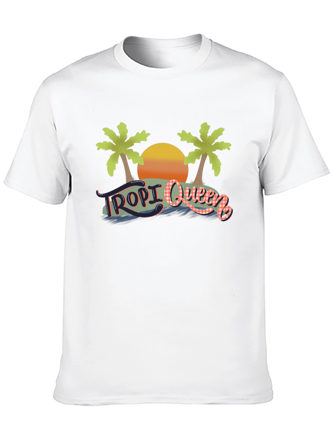 Tropi Queen Black Graphic Tee - Tropical Beach Design