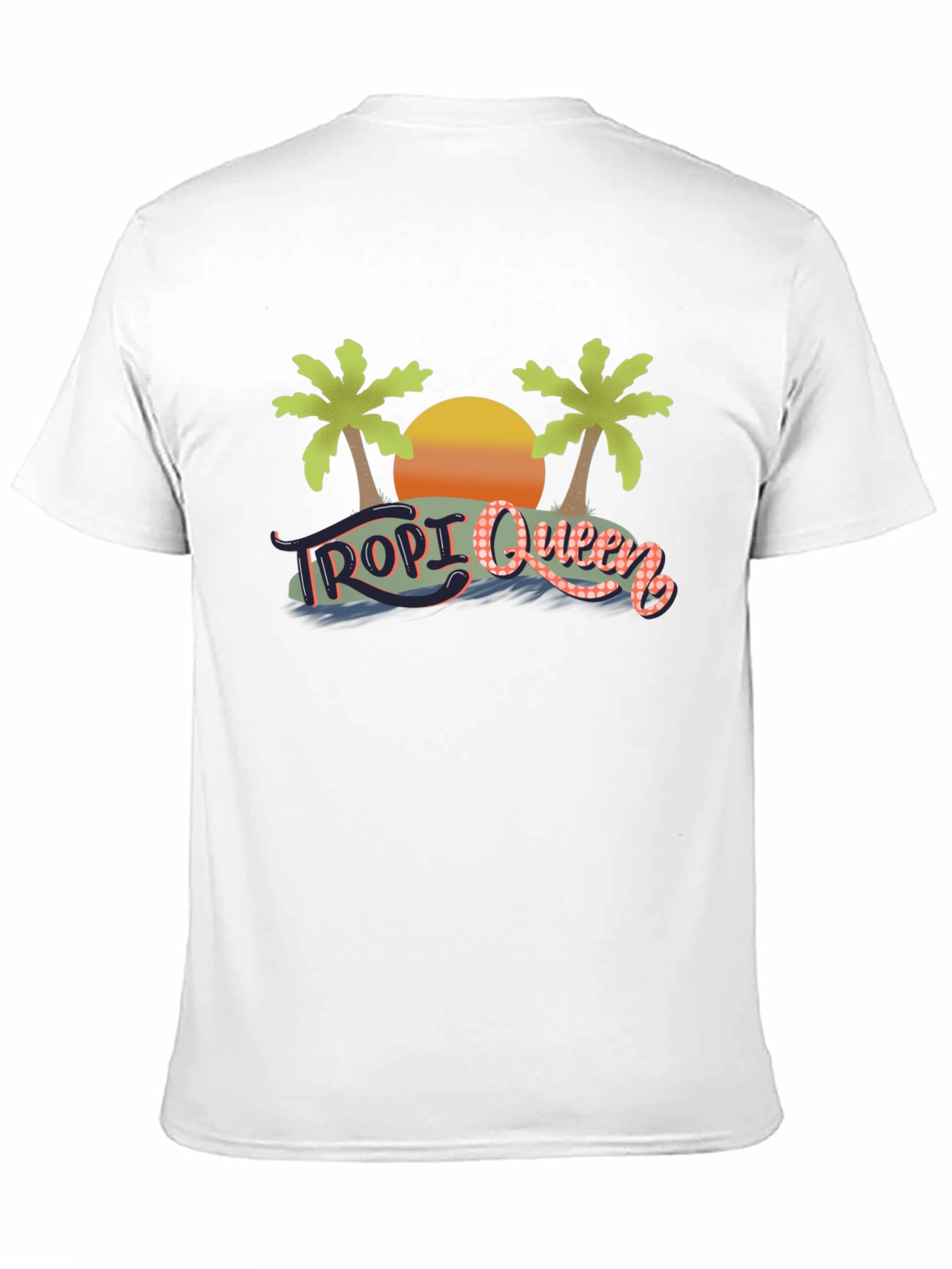 Tropi Queen Black Graphic Tee - Tropical Beach Design