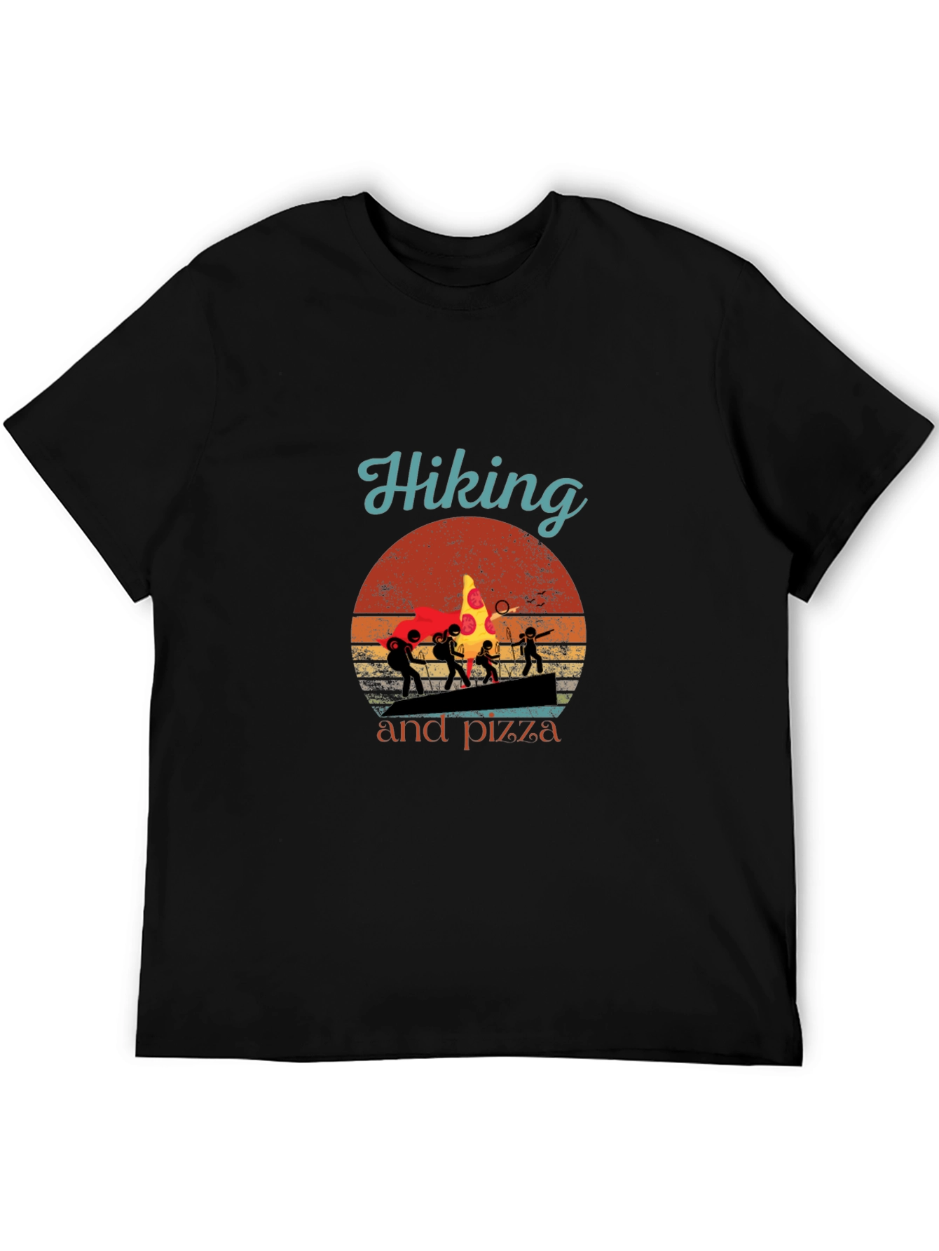 Hiking and Pizza Graphic T-Shirt