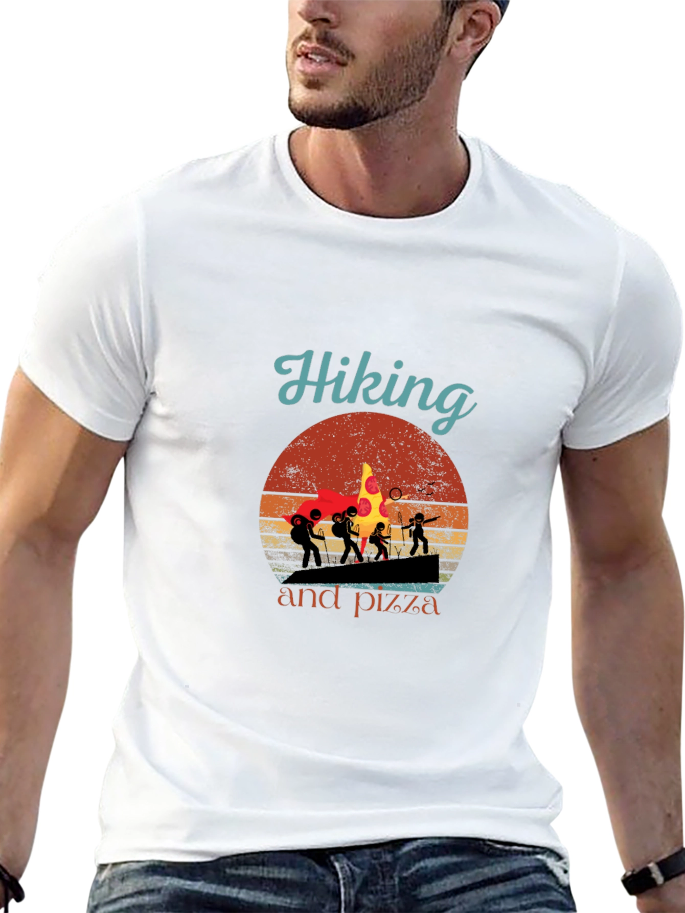 Hiking and Pizza Graphic T-Shirt