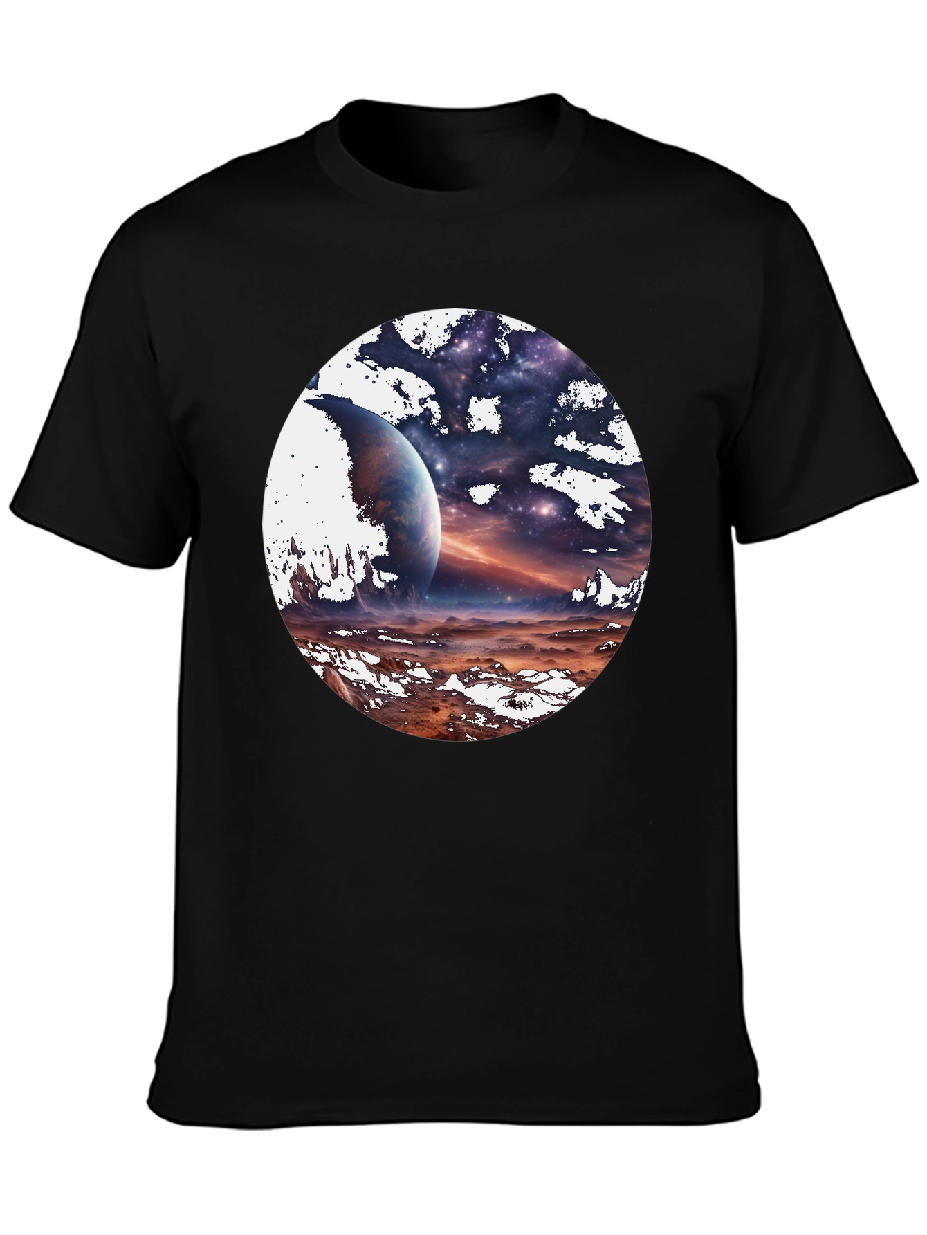 Cosmic Planet Graphic Tee - Black Cotton Blend