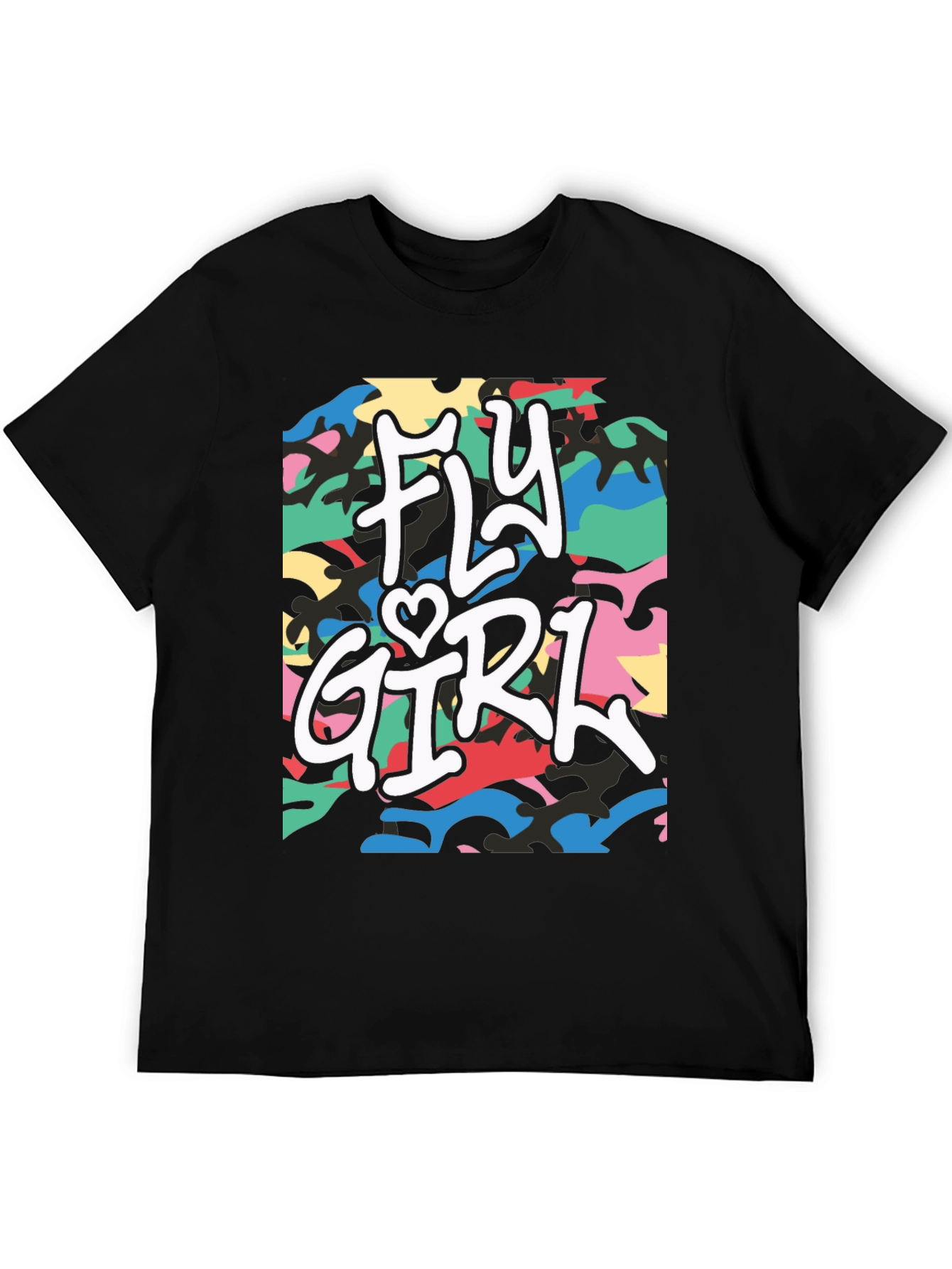 Fly Girl Graphic Tee - Urban Camo Design
