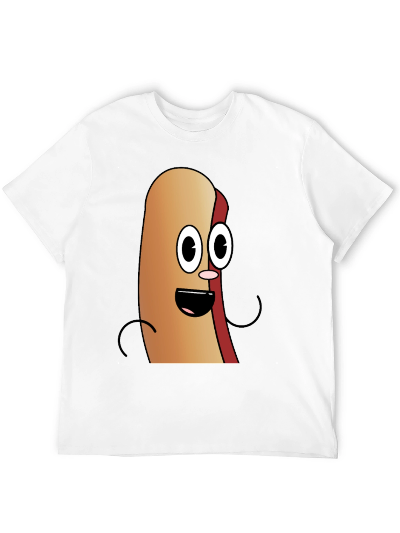 Cartoon Hotdog Graphic Tee - Black Cotton T-Shirt