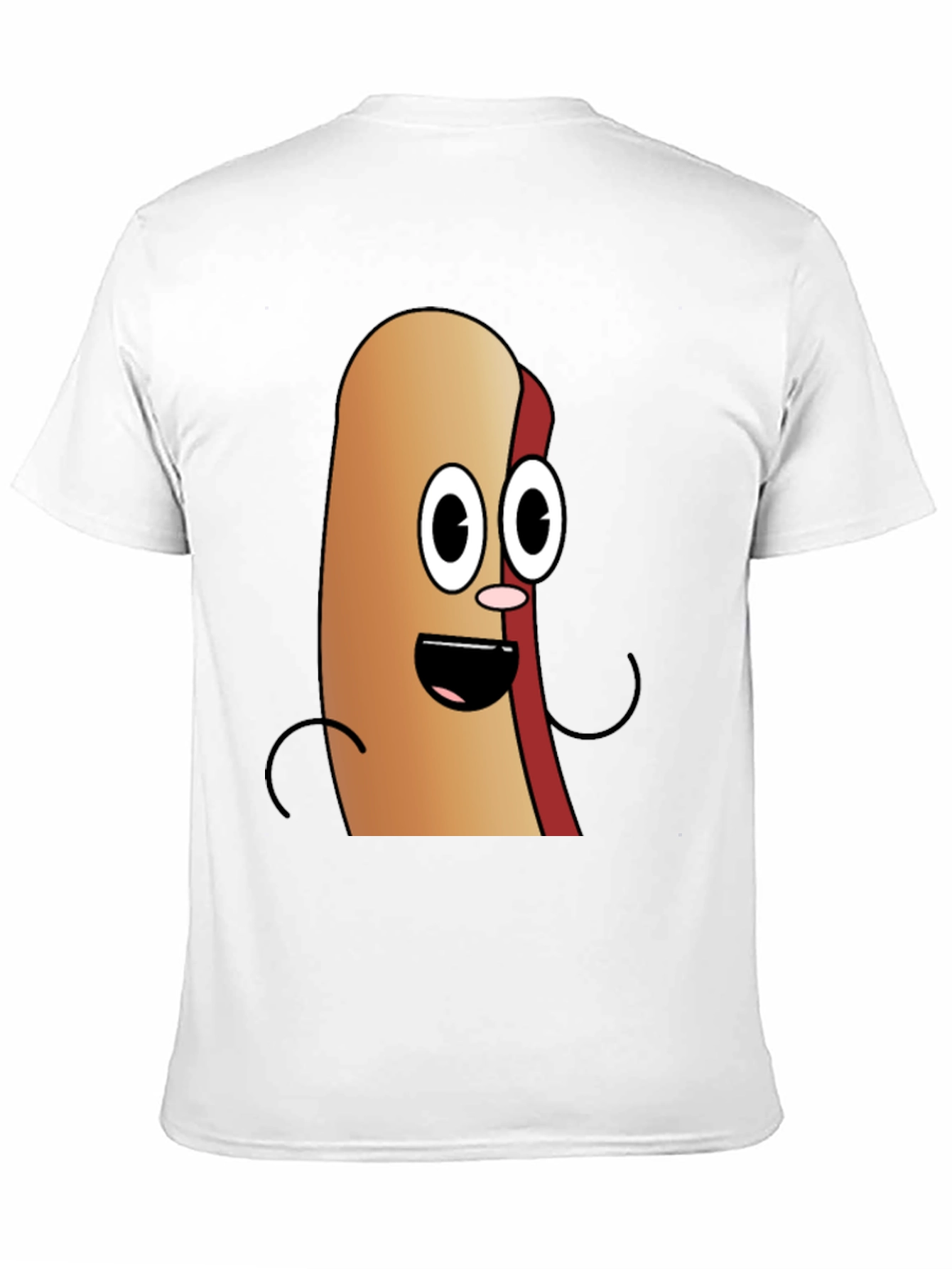 Cartoon Hotdog Graphic Tee - Black Cotton T-Shirt