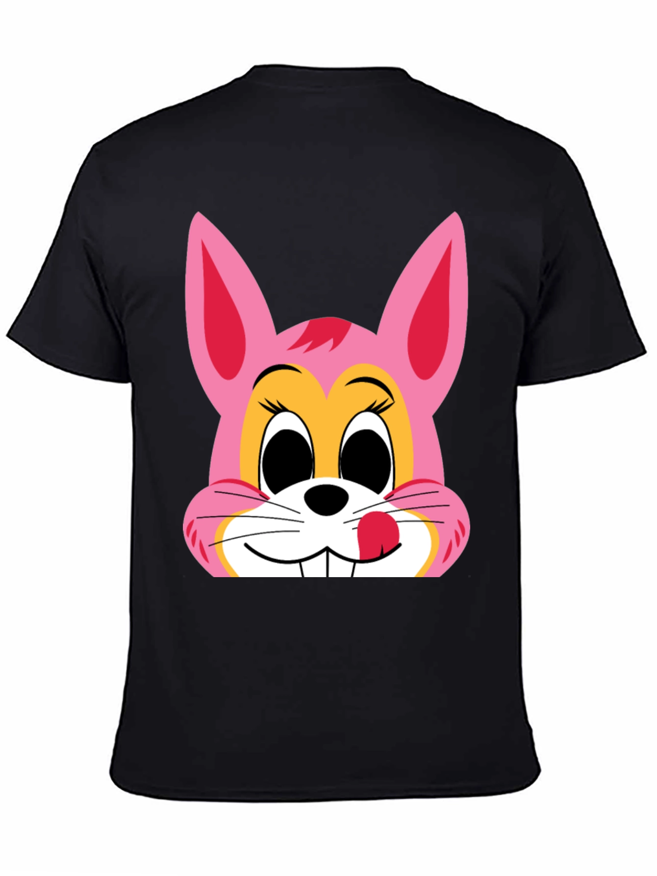 Pink Bunny Graphic Black T-Shirt